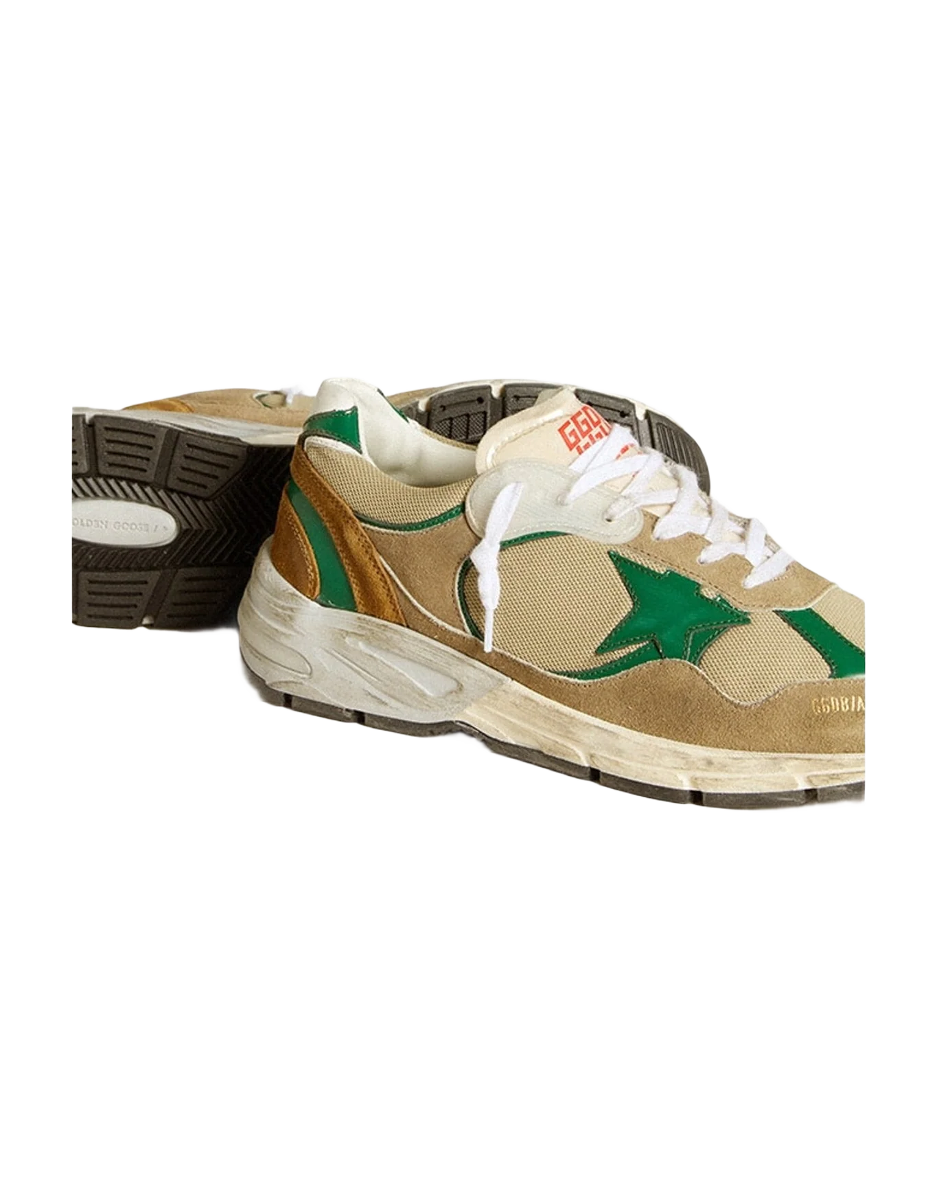 Men | Dad Star Lab Nylon with Leather Star & Suede Inserts | White x Taupe x Green (V2) - Image 3