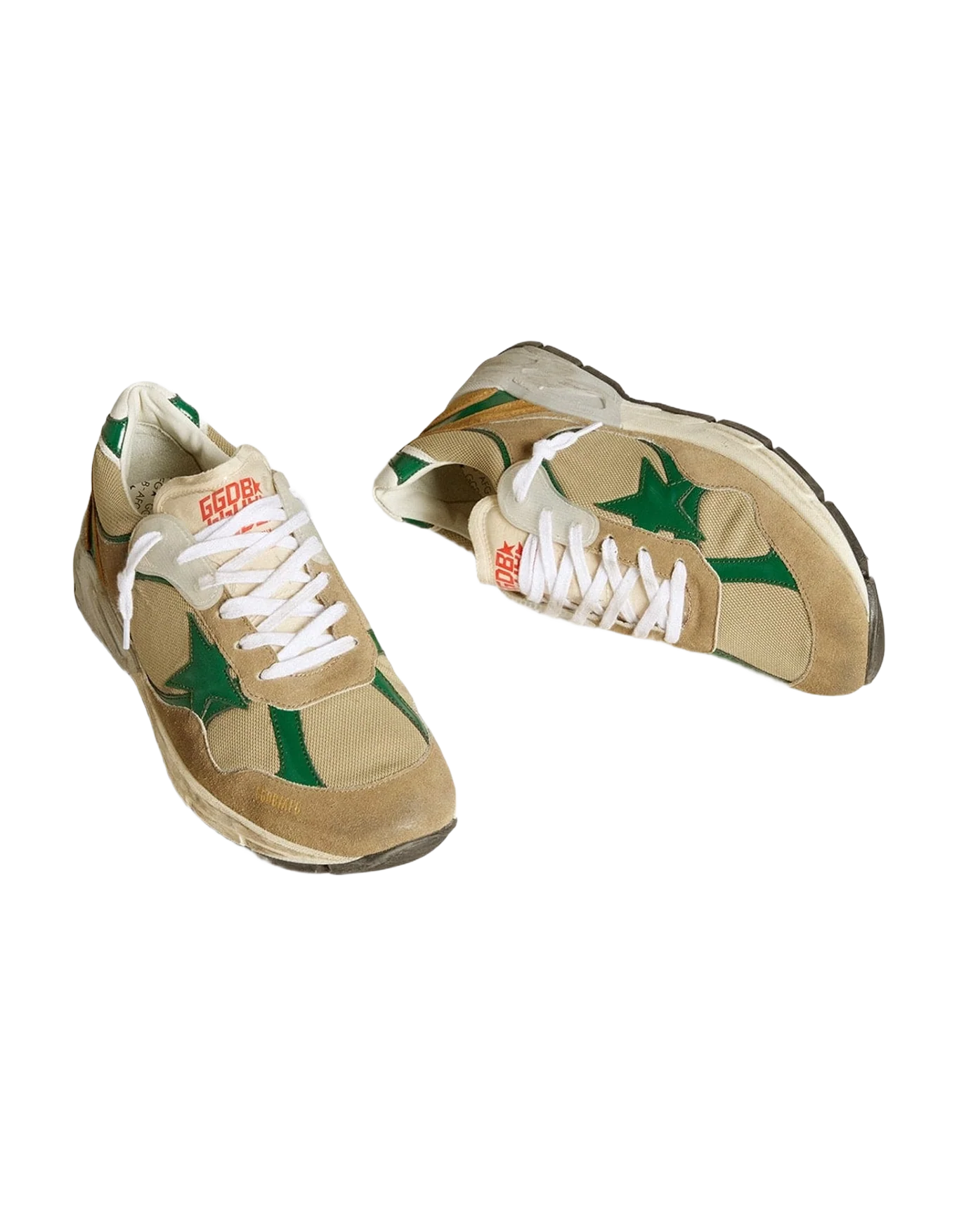 Men | Dad Star Lab Nylon with Leather Star & Suede Inserts | White x Taupe x Green (V2) - Image 5