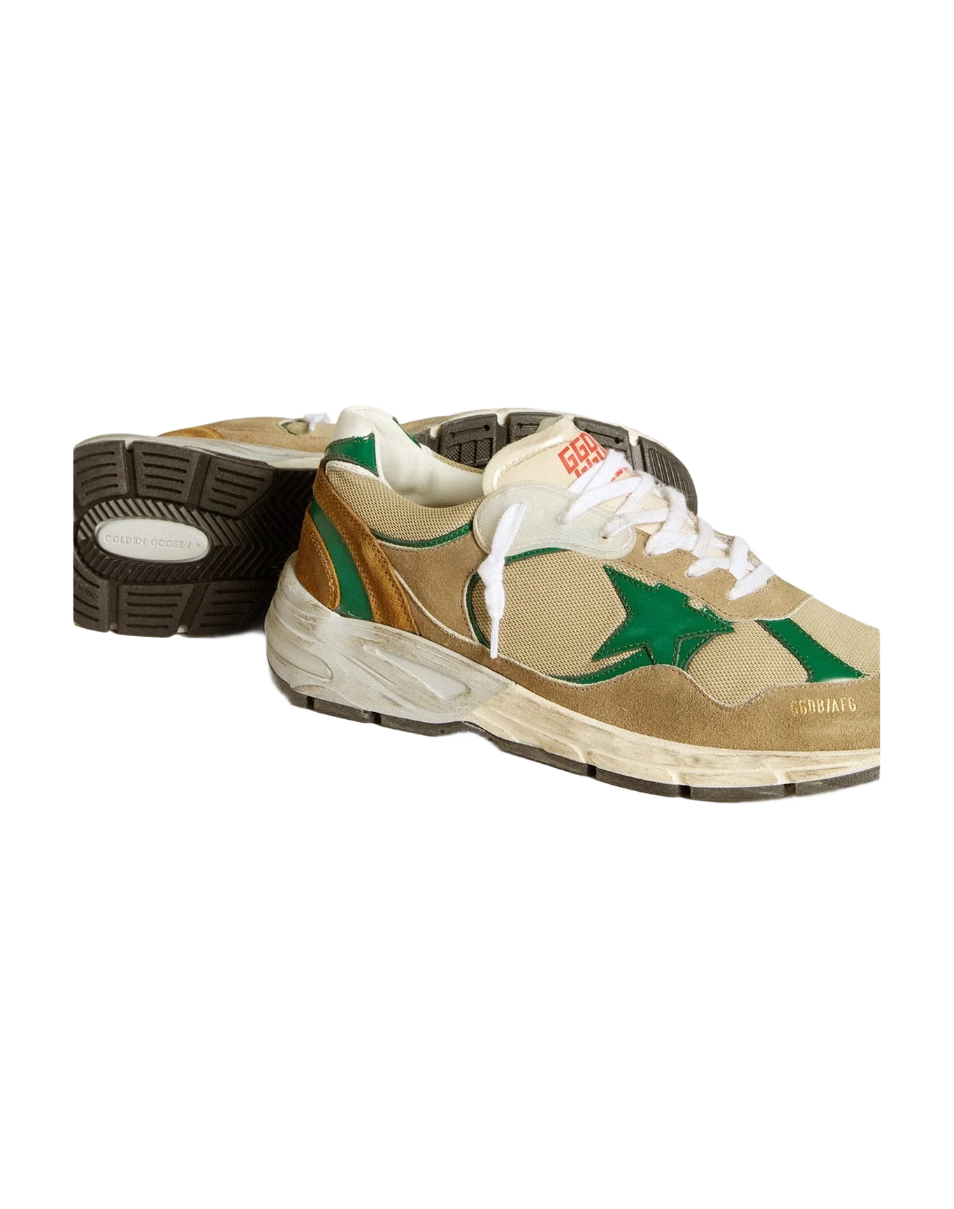 Men | Dad Star Lab Nylon with Leather Star & Suede Inserts | White x Taupe x Green (V2) - Image 7