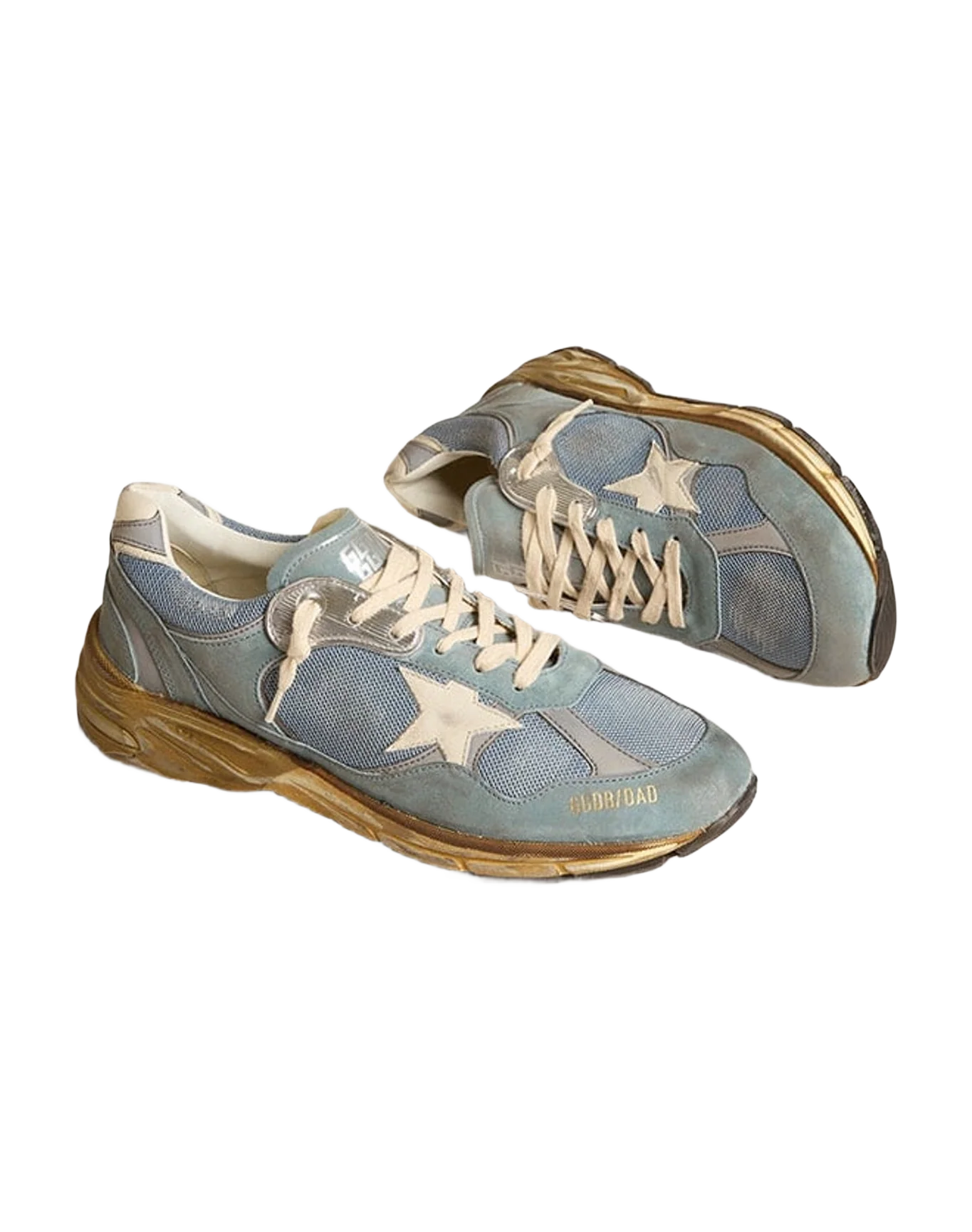 Men | Dad Star Light Mesh & Suede with White Leather Star & Heel Tab | Blue x Silver (V1)