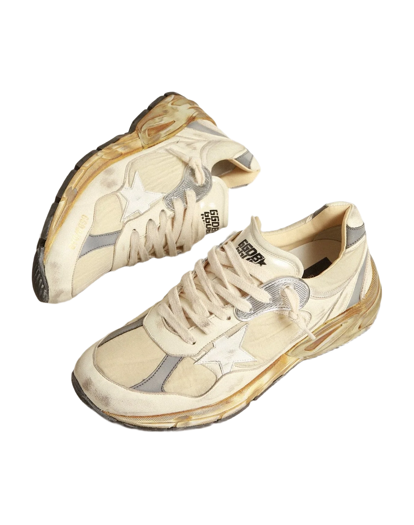Men | Dad Star Nappa & Nylon with Leather Star | White Beige x White x Silver (V1) - Image 2