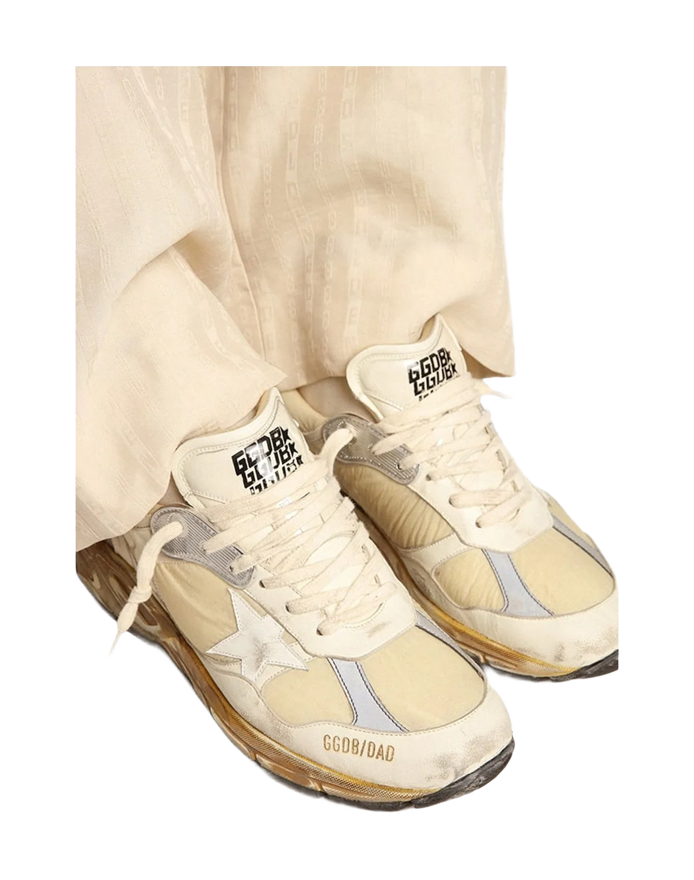 Men | Dad Star Nappa & Nylon with Leather Star | White Beige x White x Silver (V1) - Image 5