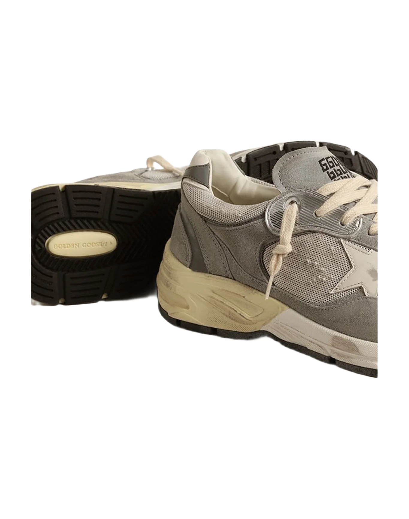 Men | Dad Star Suede & Mesh with Leather Star & Heel Tab | Grey x Silver x White (V1) - Image 6