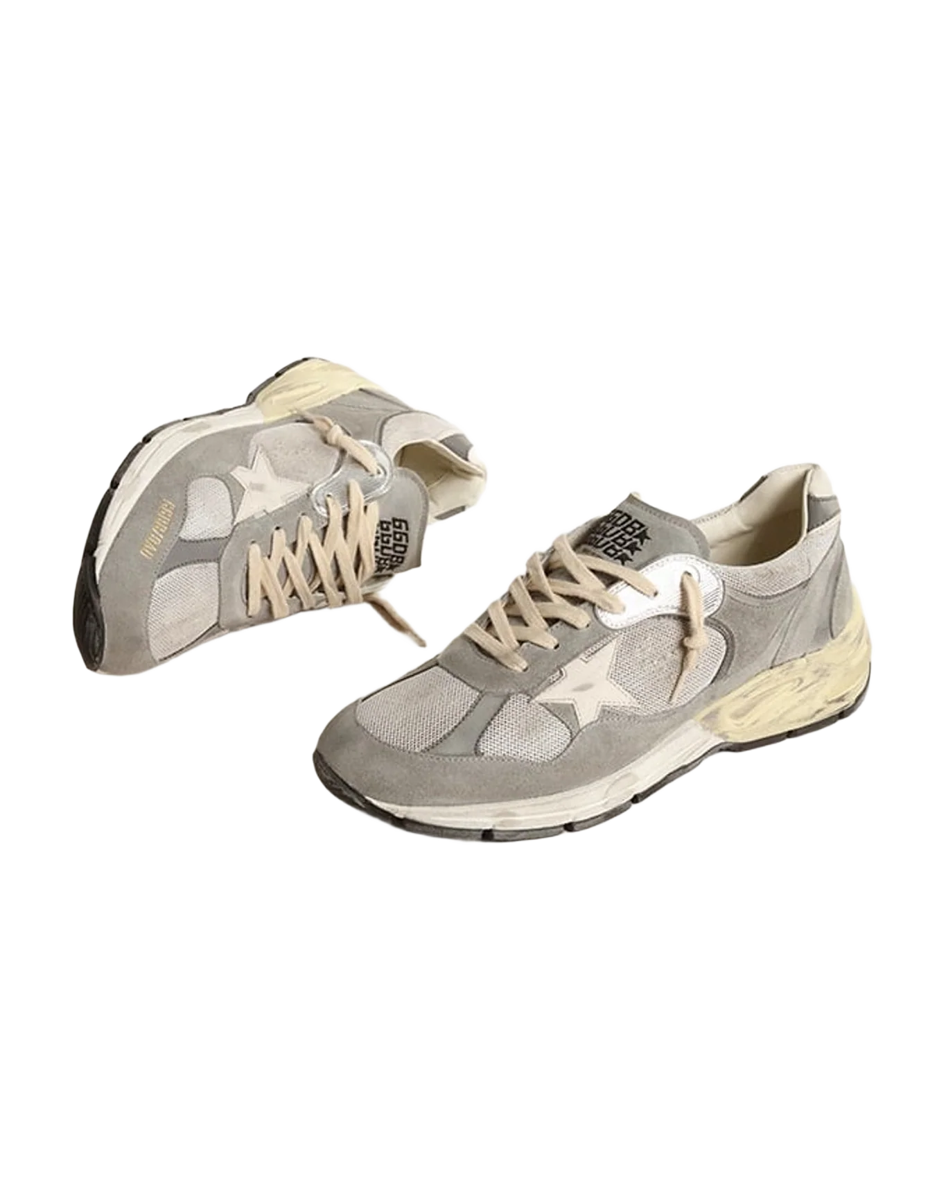 Men | Dad Star Suede & Mesh with Leather Star & Heel Tab | Grey x Silver x White (V1) - Image 7