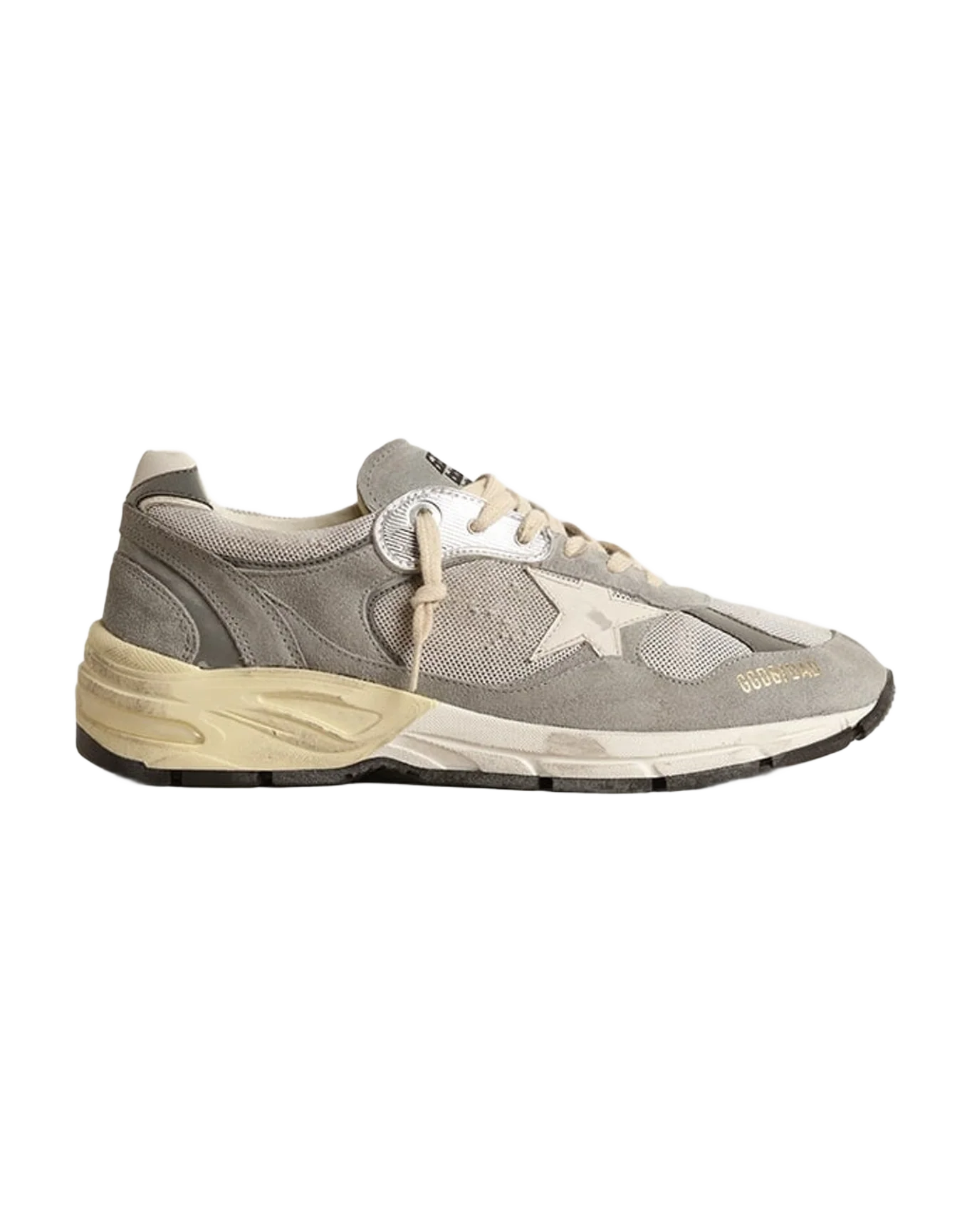 Men | Dad Star Suede & Mesh with Leather Star & Heel Tab | Grey x Silver x White (V2) - Image 3