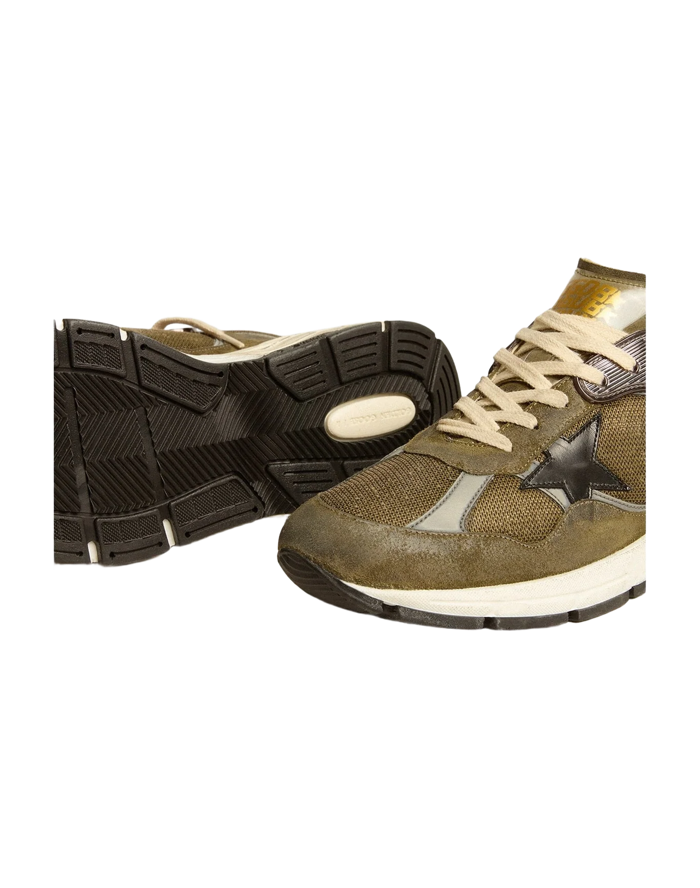 Men | Dad Star Suede & Mesh with Leather Star & Heel Tab | Olive Green x Grey x Black (V1) - Image 6
