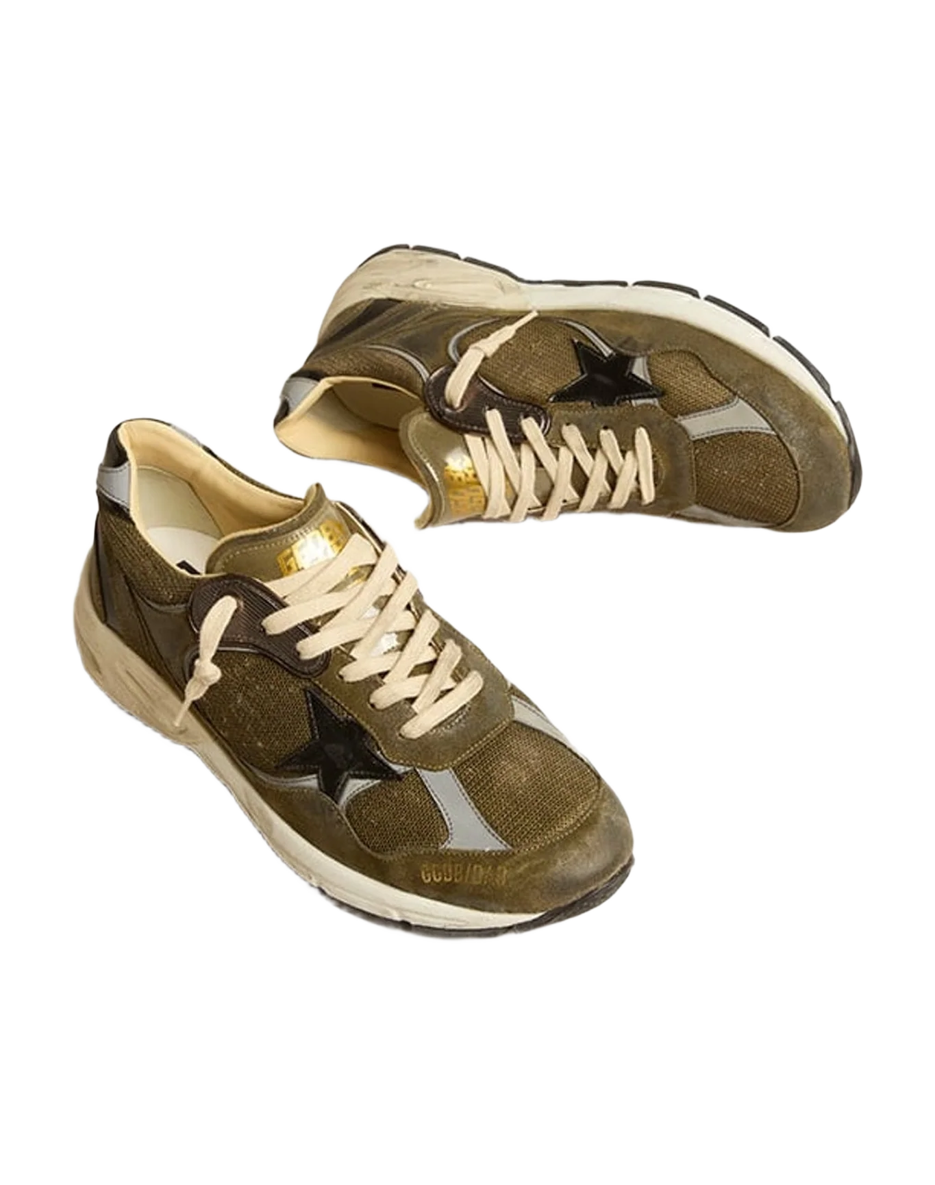 Men | Dad Star Suede & Mesh with Leather Star & Heel Tab | Olive Green x Grey x Black (V2) - Image 4