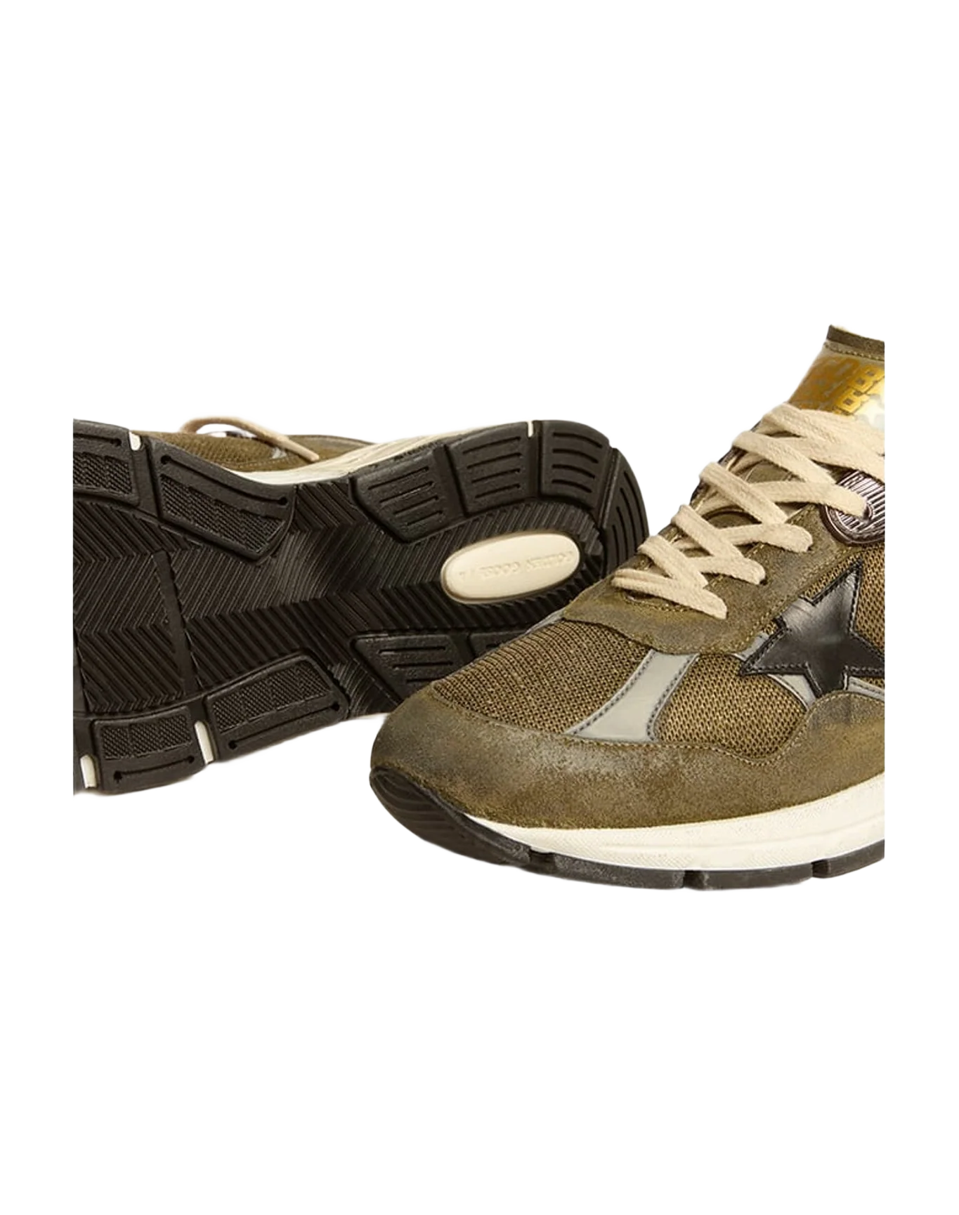 Men | Dad Star Suede & Mesh with Leather Star & Heel Tab | Olive Green x Grey x Black (V2) - Image 5