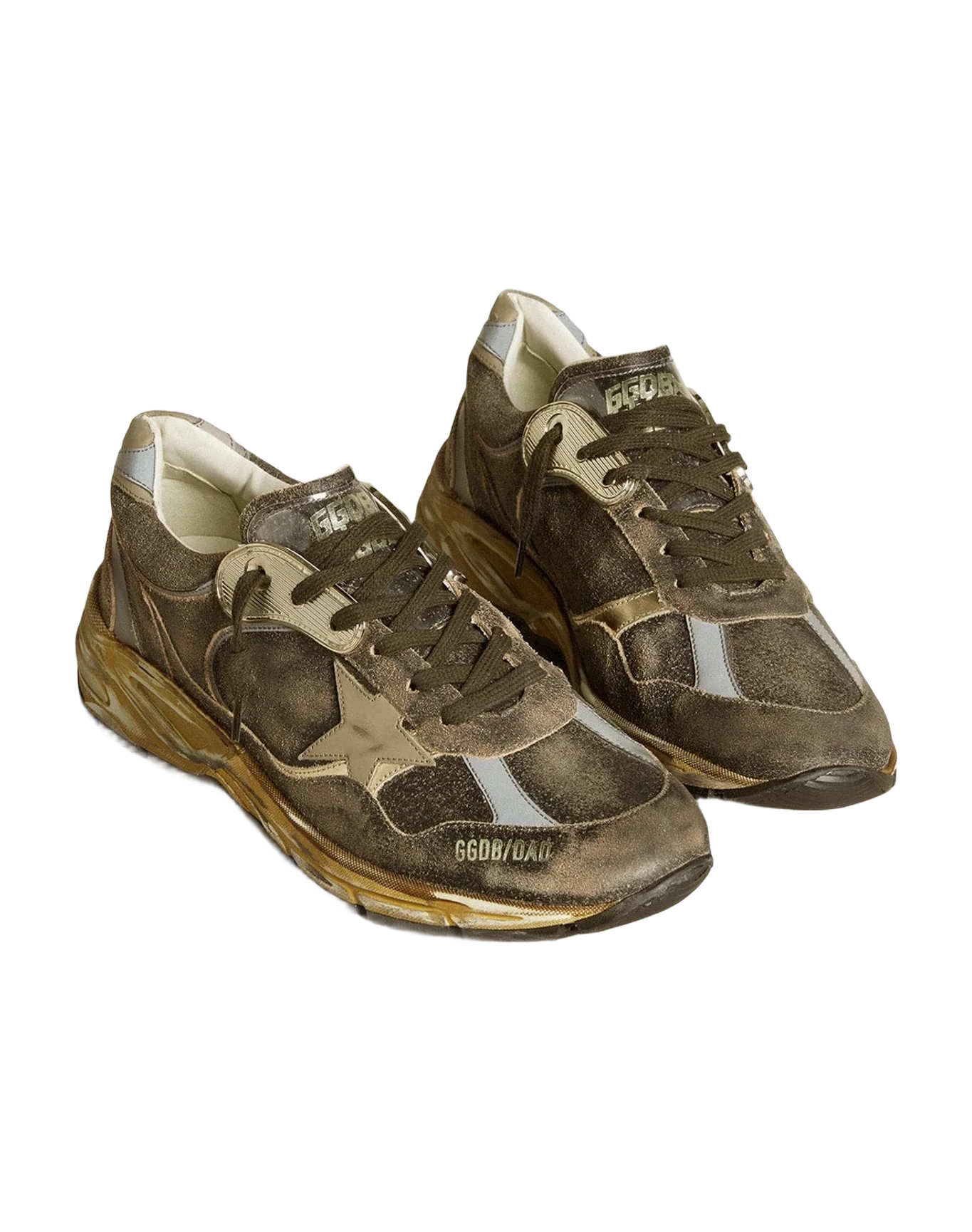 Men | Dad Star Suede & Nylon with Leather Star & Heel Tab | Black x Silver x Khaki (V2) - Image 4