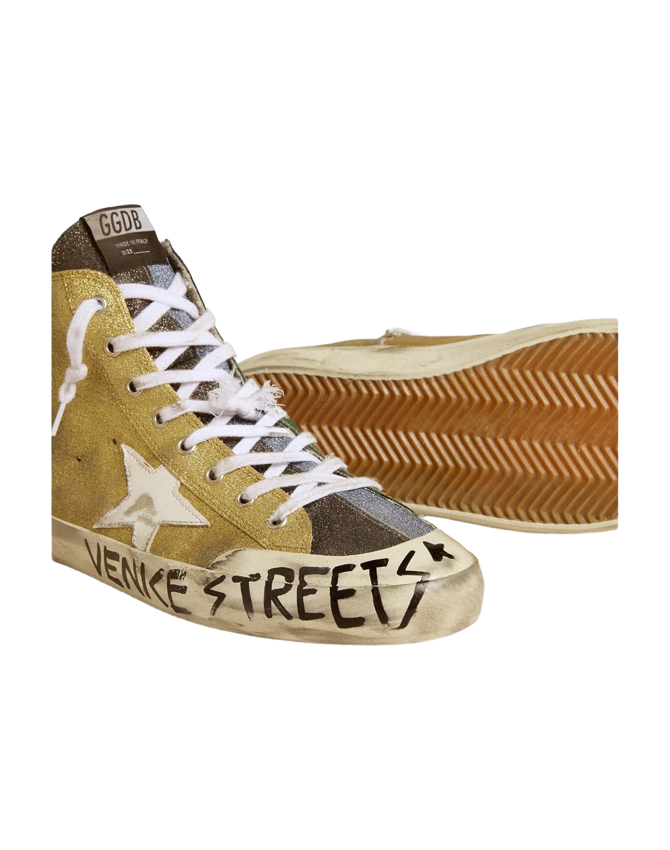 Men | Francy Lab Golden Glitter with White Leather Star | Gold x Green x Anthracite x Lilac (V1) - Image 3