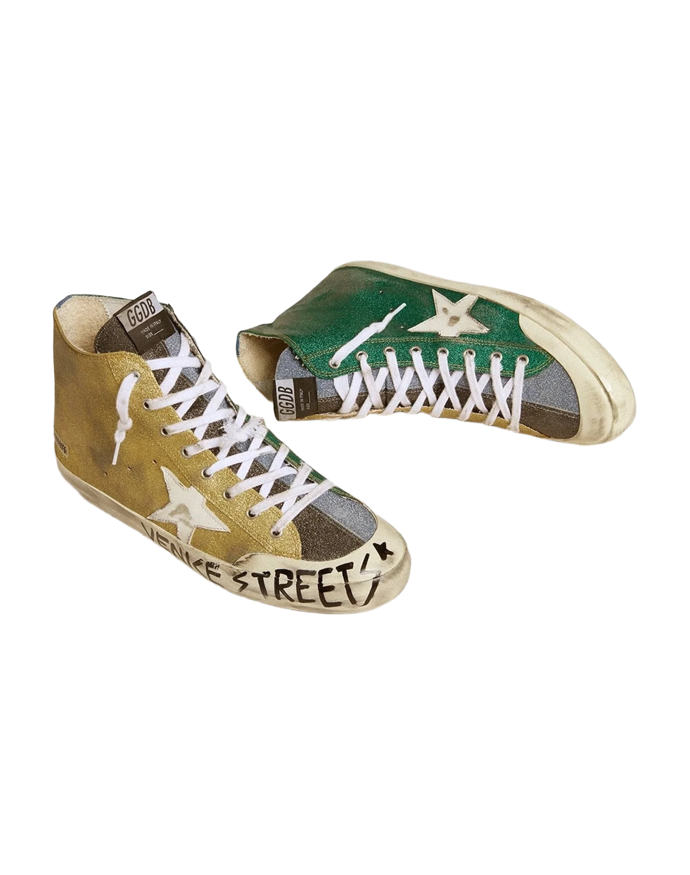 Men | Francy Lab Golden Glitter with White Leather Star | Gold x Green x Anthracite x Lilac (V1) - Image 4