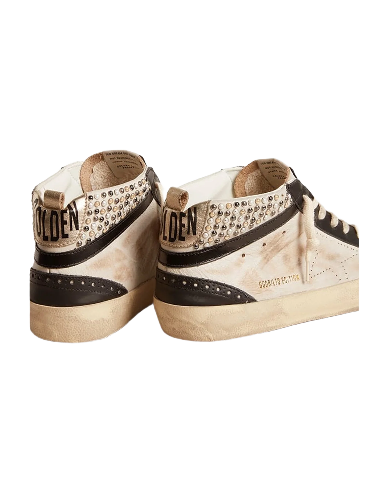 Men | Mid Star Ltd & Leather with Pearls & Perforated Star | White x Black x Platinum (V1)