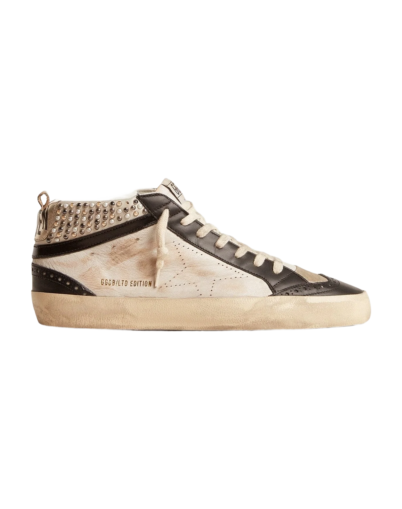 Men | Mid Star Ltd & Leather with Pearls & Perforated Star | White x Black x Platinum (V1) - Image 4