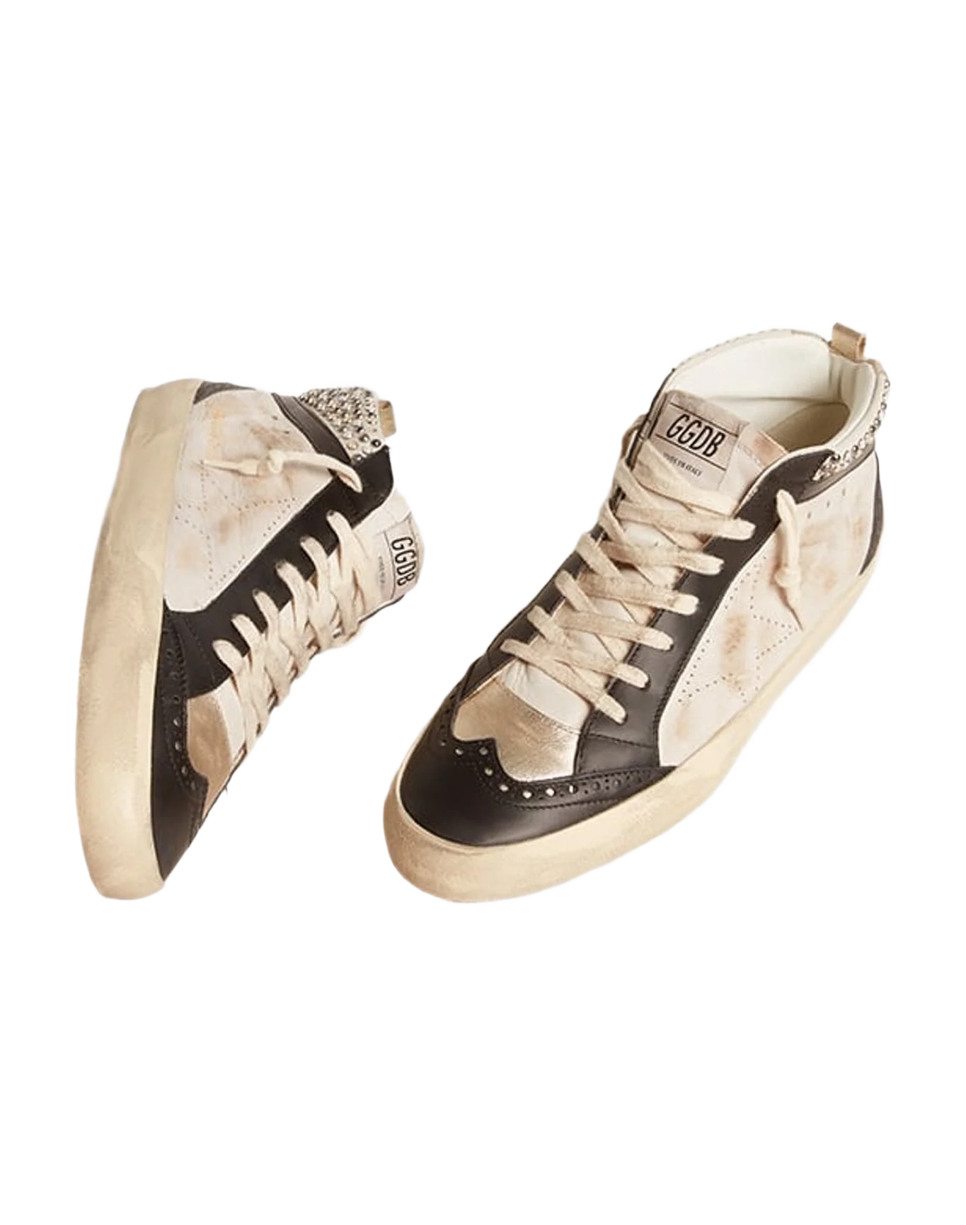Men | Mid Star Ltd & Leather with Pearls & Perforated Star | White x Black x Platinum (V1) - Image 5