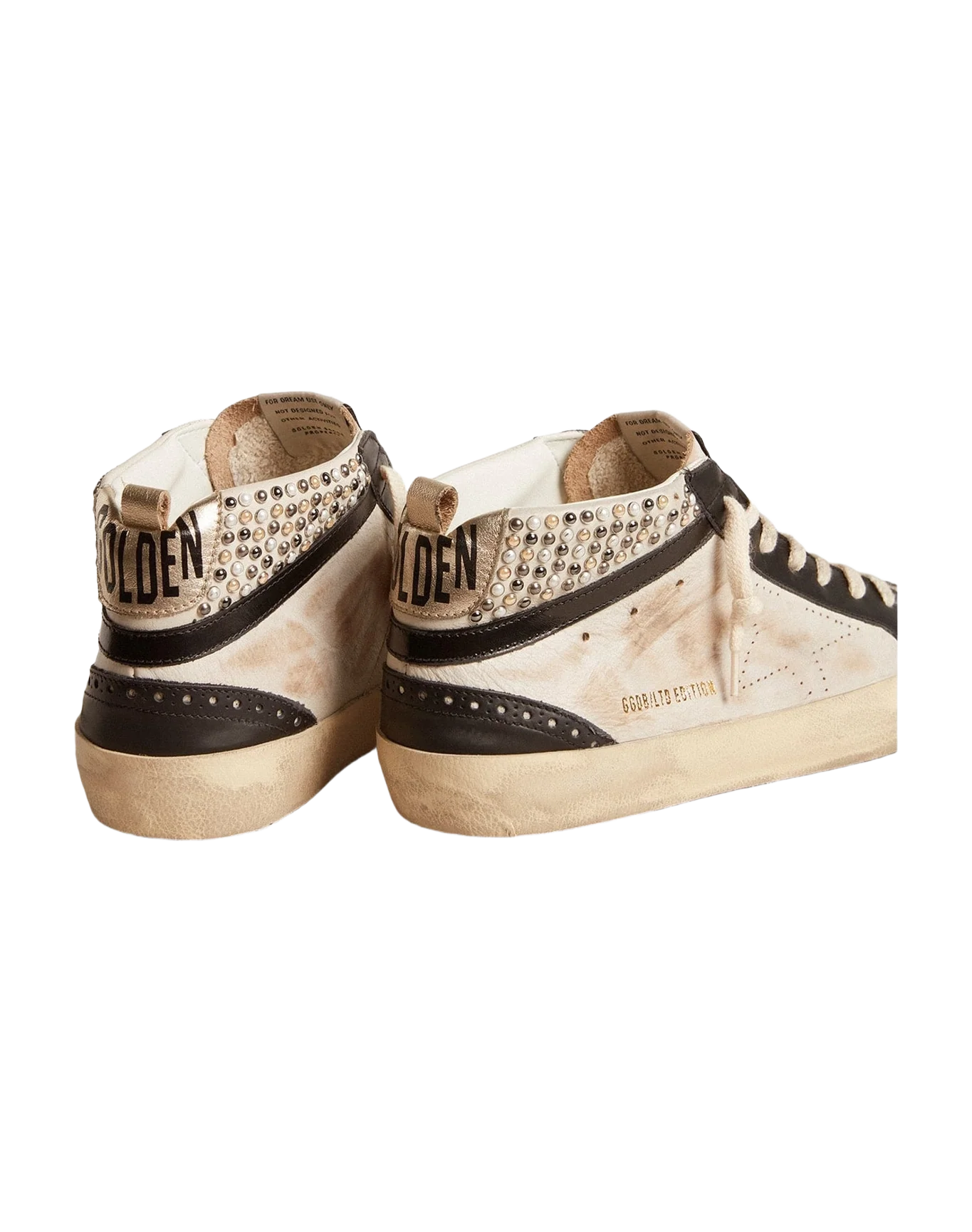 Men | Mid Star Ltd & Leather with Pearls & Perforated Star | White x Black x Platinum (V1) - Image 7