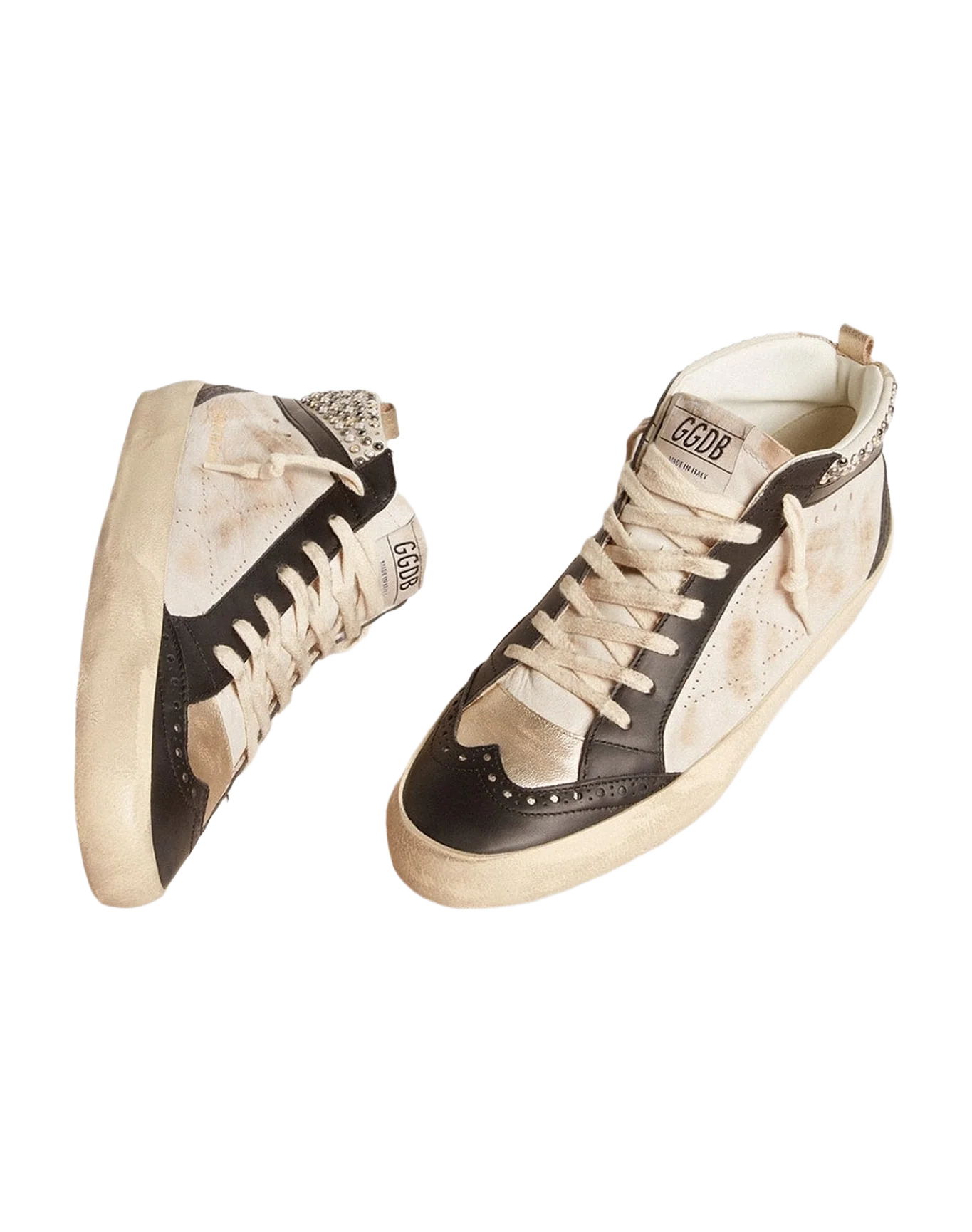 Men | Mid Star Ltd & Leather with Pearls & Perforated Star | White x Black x Platinum (V1) - Image 8