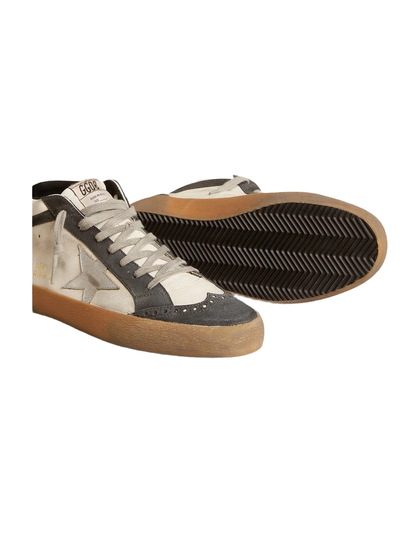 Men | Mid Star Nappa Leather with Leather Star & Suede Flash | White x Black x Silver (V2)