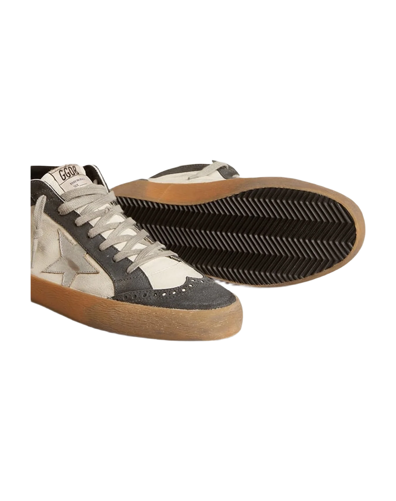 Men | Mid Star Nappa Leather with Leather Star & Suede Flash | White x Black x Silver (V2) - Image 4