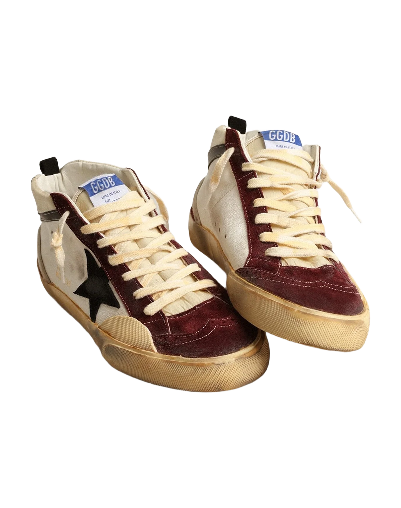 Men | Mid Star Nappa with Suede Star & Inserts | Cream x Wine Red x Black (V1) - Image 4