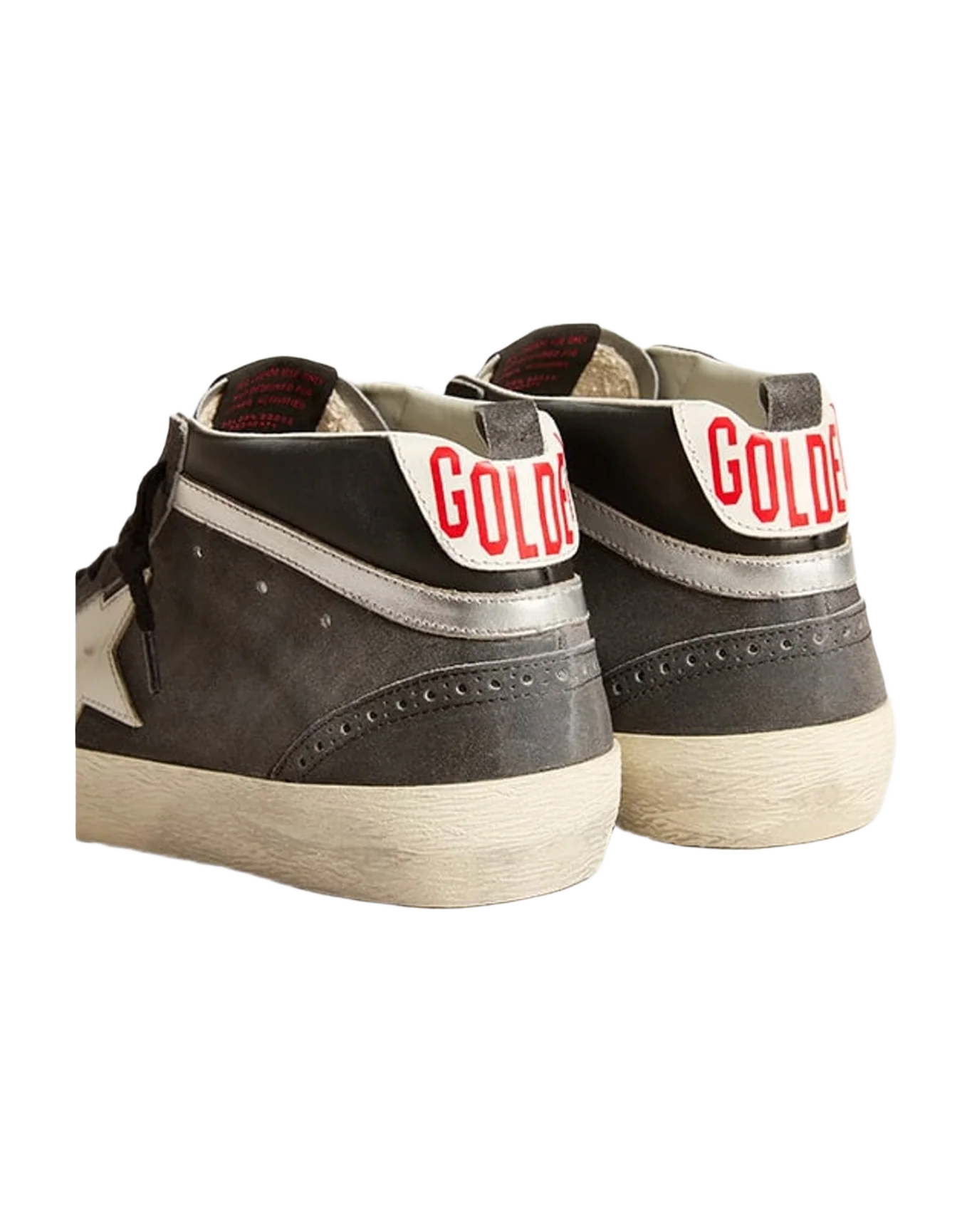 Men | Mid Star Suede with Leather Star & Silver Flash | Black x White x Black (V2)