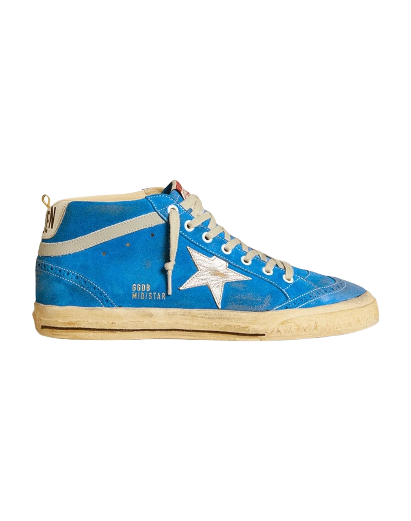 Men | Mid Star Suede with Metallic Leather Star & Leather Heel Tab | Blue x Light Grey x Silver x White (V2) - Image 5
