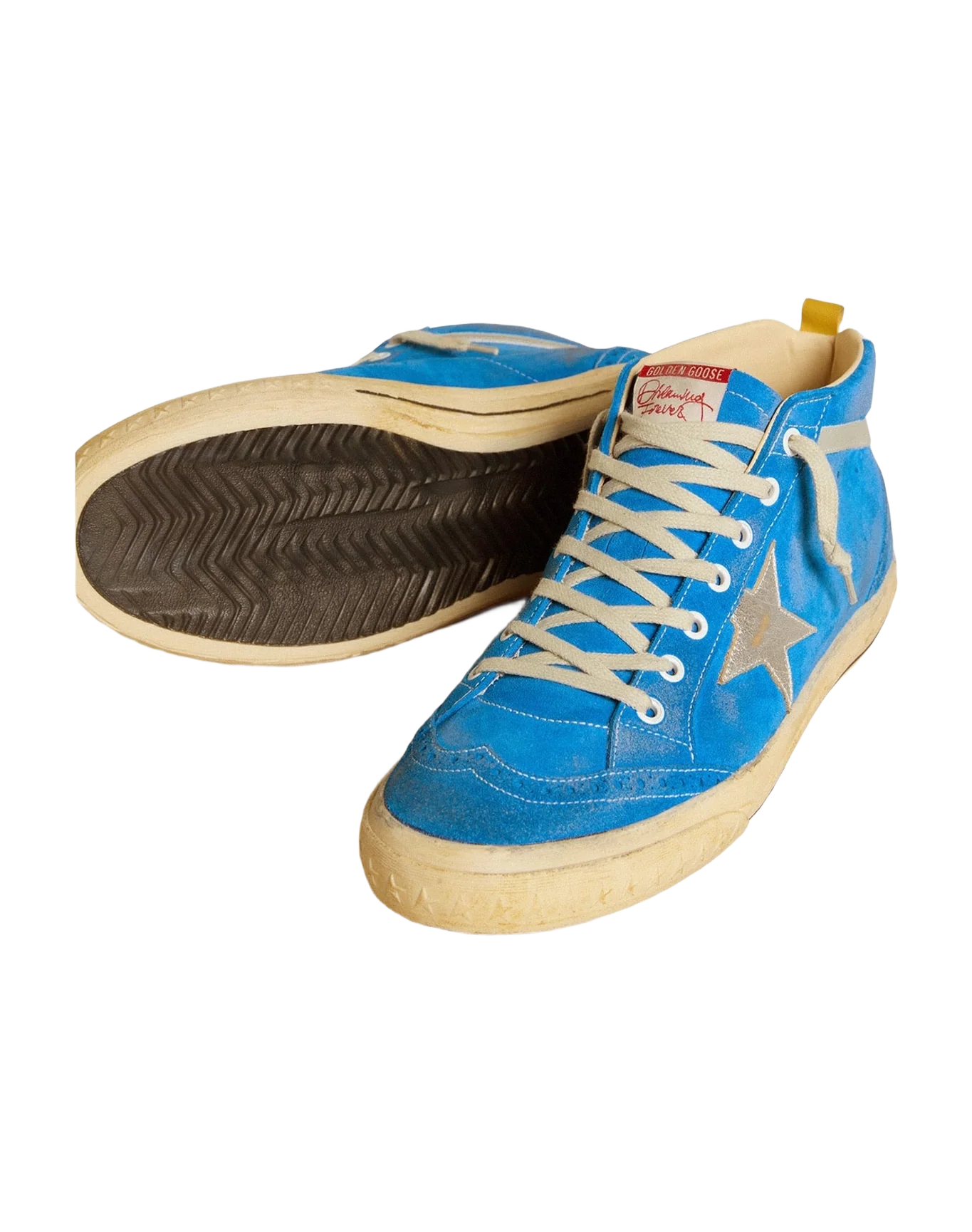 Men | Mid Star Suede with Metallic Leather Star & Leather Heel Tab | Blue x Light Grey x Silver x White (V2) - Image 6