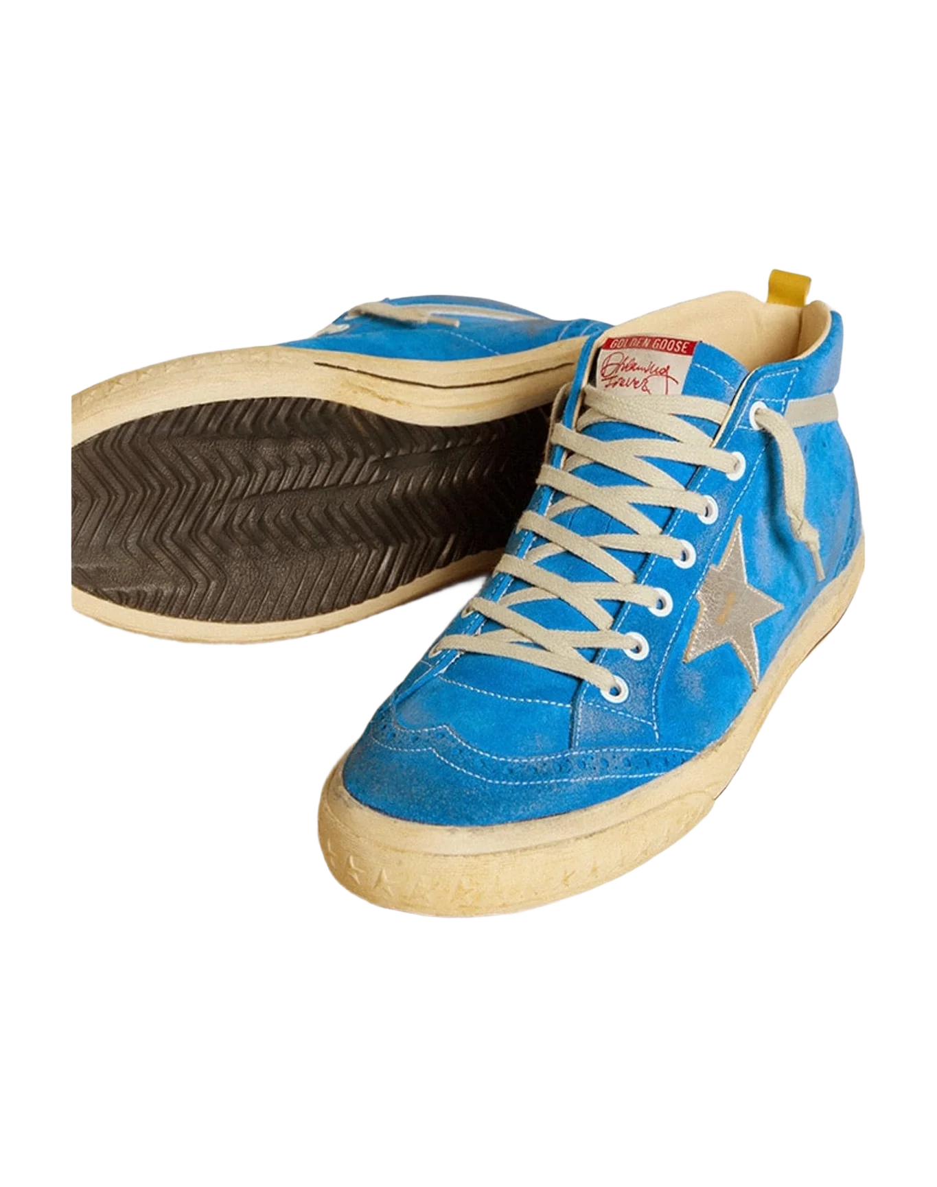 Men | Mid Star Suede with Metallic Leather Star & Leather Heel Tab | Blue x Light Grey x Silver x White (V2) - Image 7