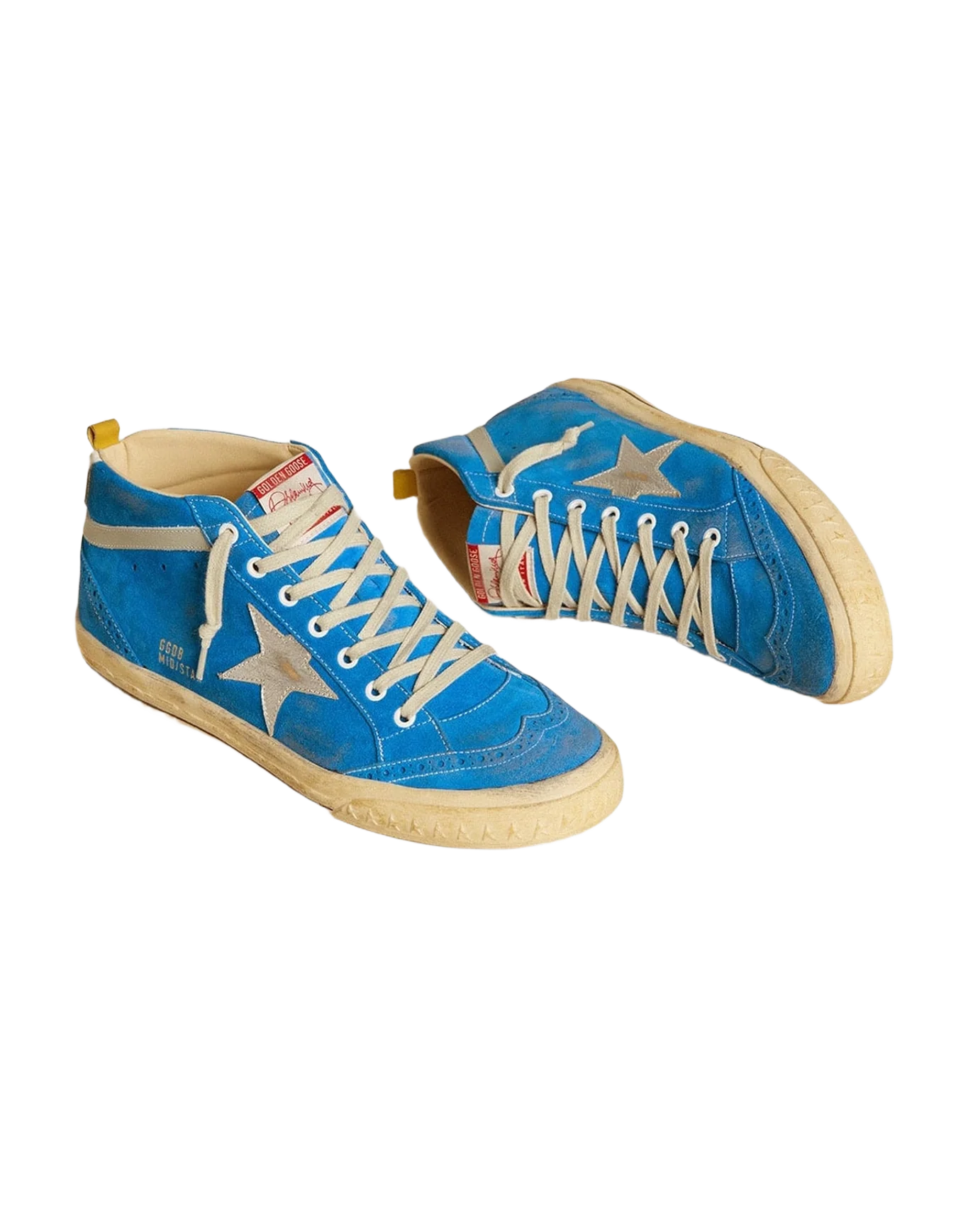 Men | Mid Star Suede with Metallic Leather Star & Leather Heel Tab | Blue x Light Grey x Silver x White (V2) - Image 8
