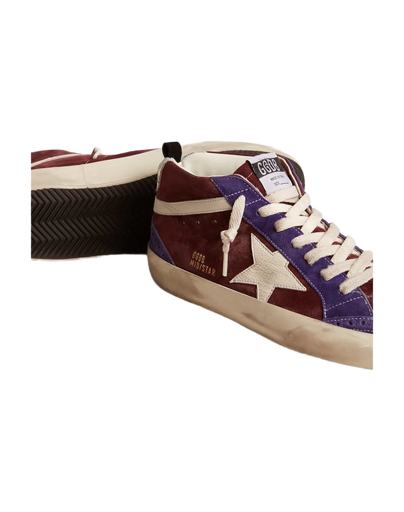 Men | Mid Star Wine Red Suede with Nappa Star & Flash | Merlot x Blue x White (V2) - Image 2