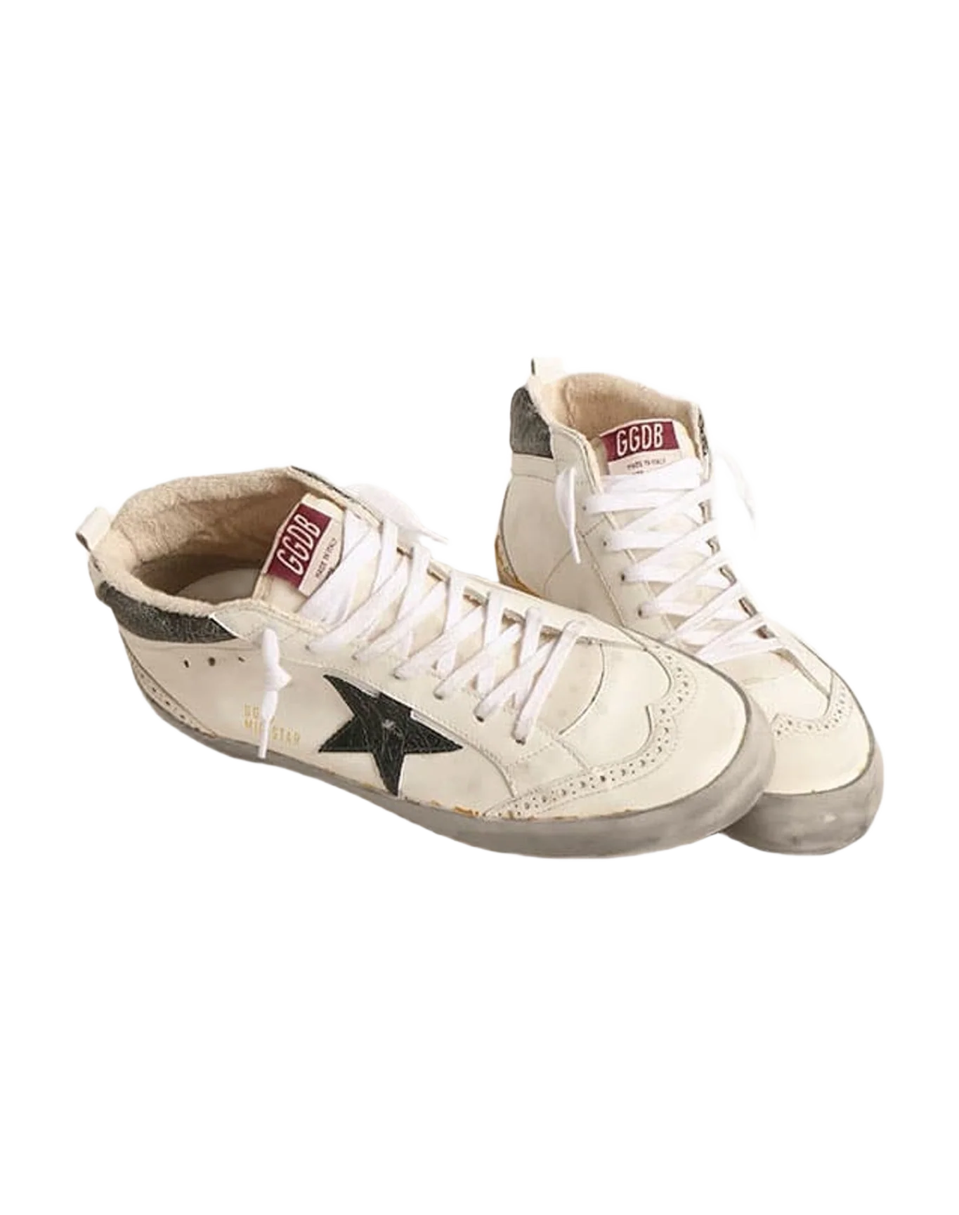 Men | Mid Star with Metallic Leather Star & Flash | White x Ivory x Emerald Green (V1) - Image 2