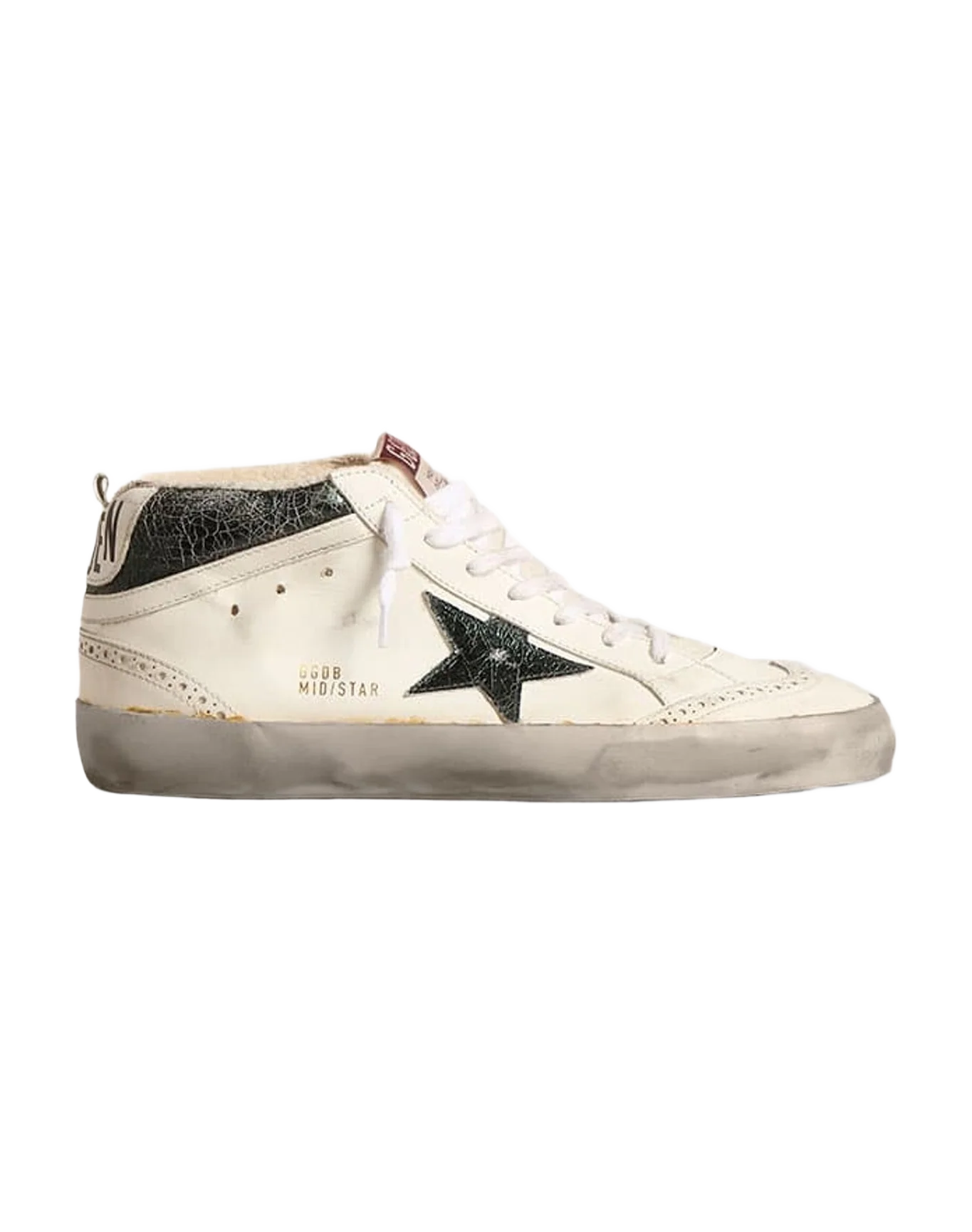 Men | Mid Star with Metallic Leather Star & Flash | White x Ivory x Emerald Green (V1) - Image 4