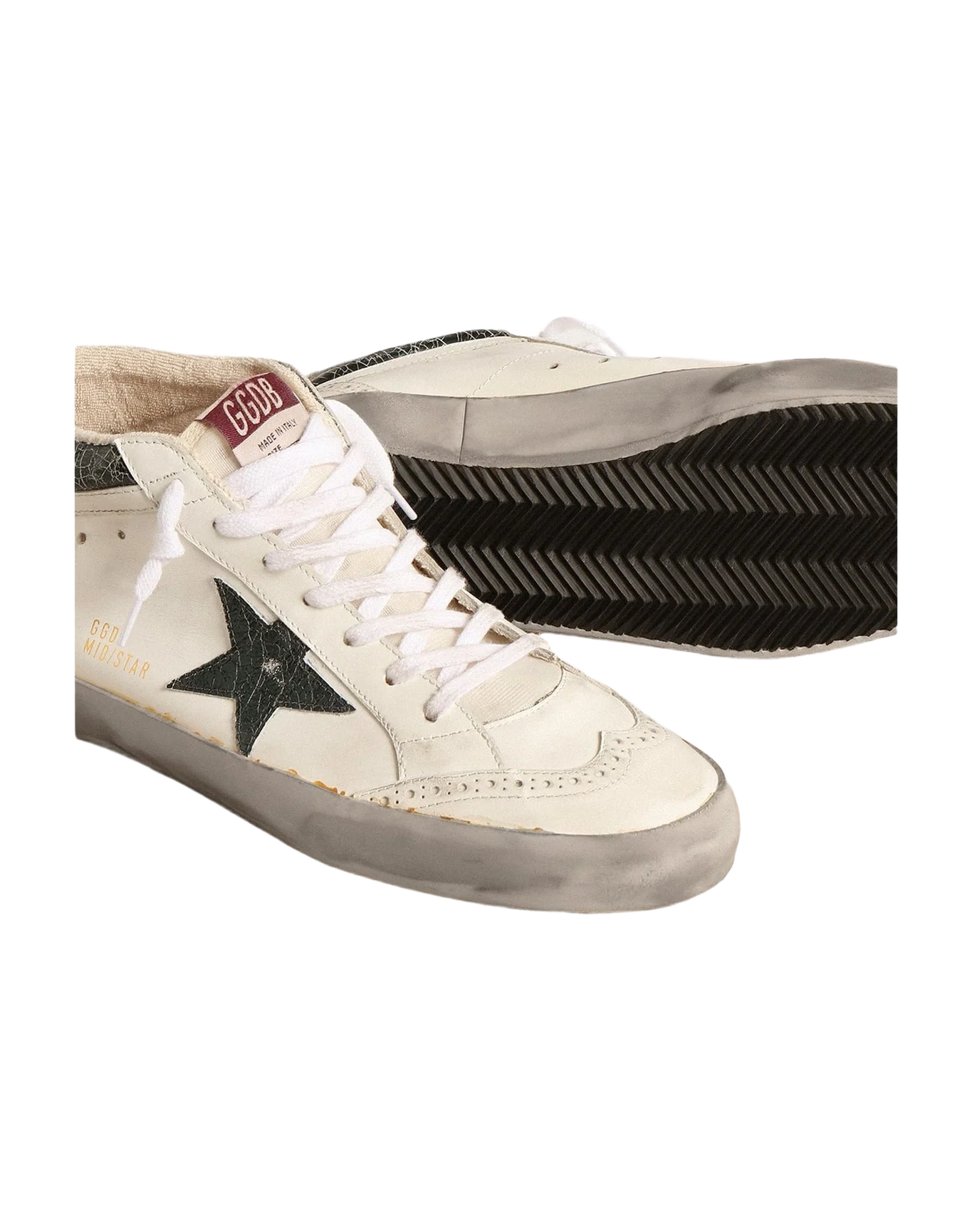 Men | Mid Star with Metallic Leather Star & Flash | White x Ivory x Emerald Green (V1) - Image 7