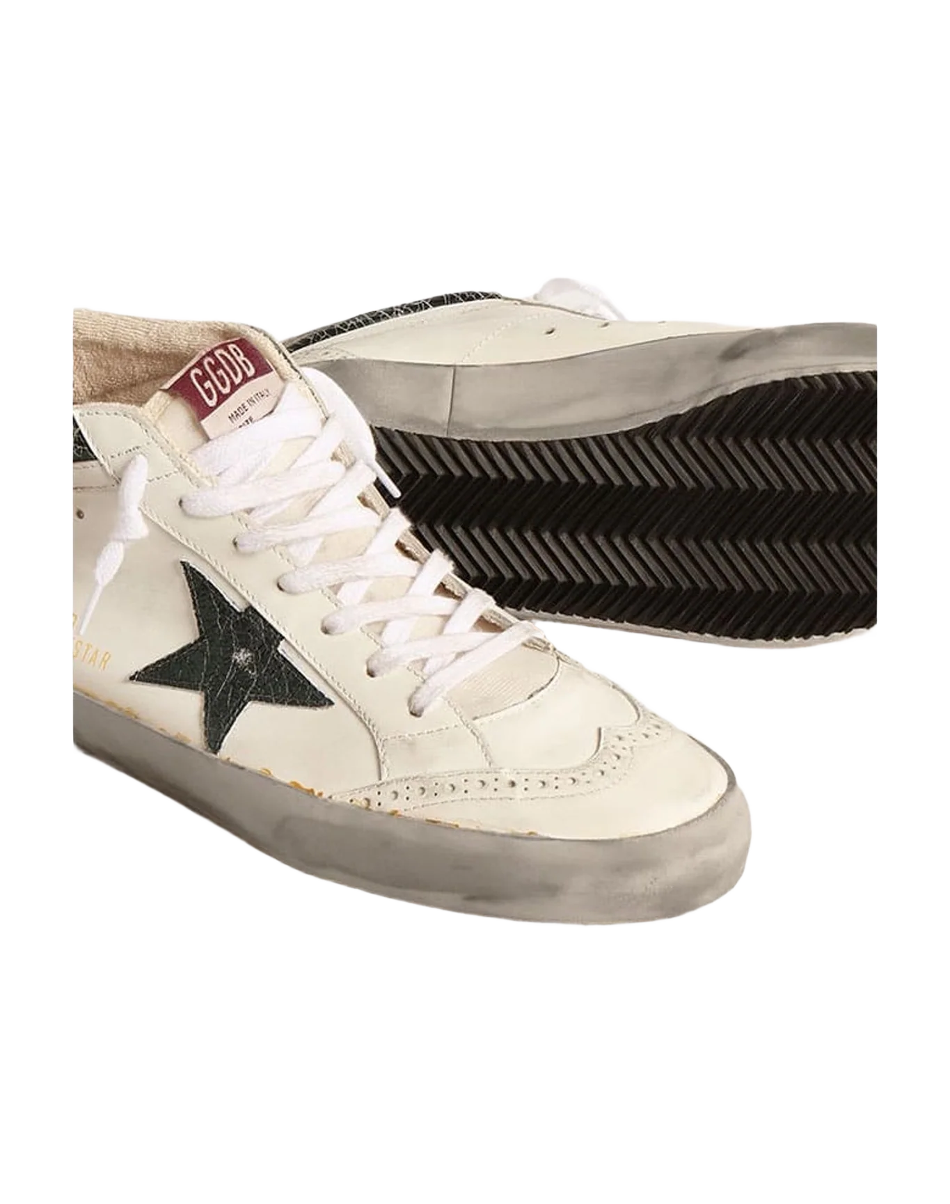 Men | Mid Star with Metallic Leather Star & Flash | White x Ivory x Emerald Green (V1) - Image 8