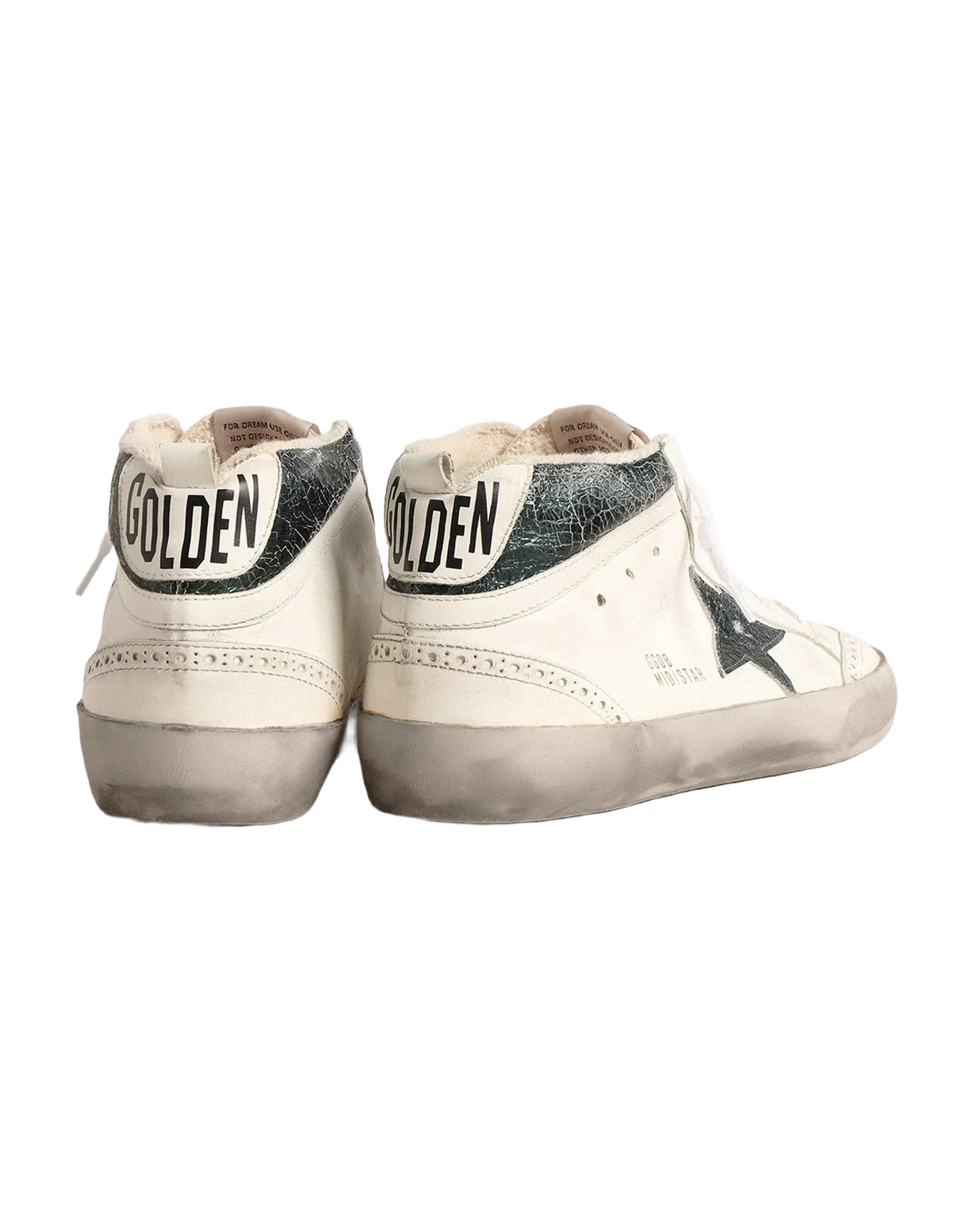Men | Mid Star with Metallic Leather Star & Flash | White x Ivory x Emerald Green (V1) - Image 9