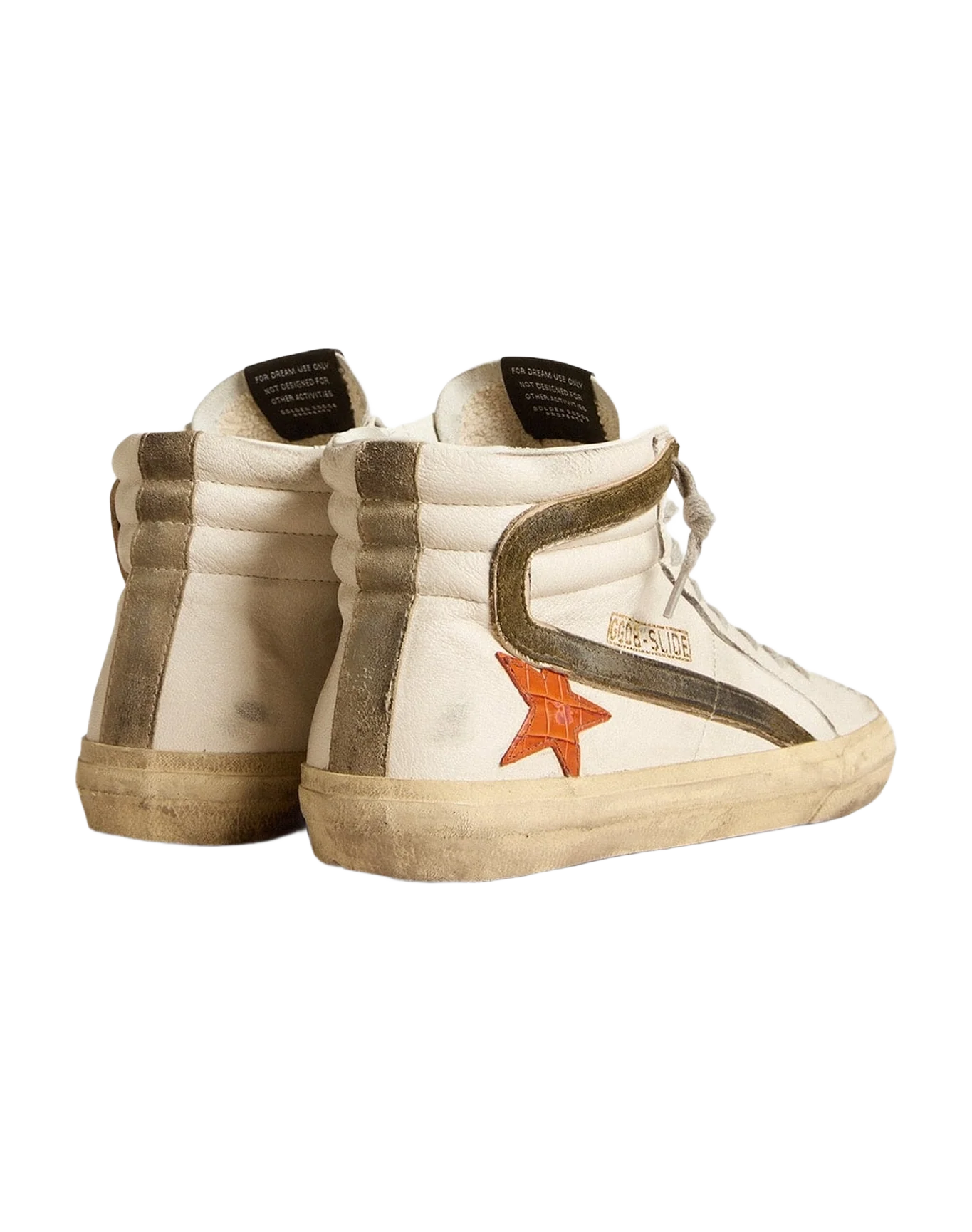 Men | Nappa Leather Slide with Croc Print Star & Suede Flash | White x Orange x Green x Taupe (V1) - Image 4