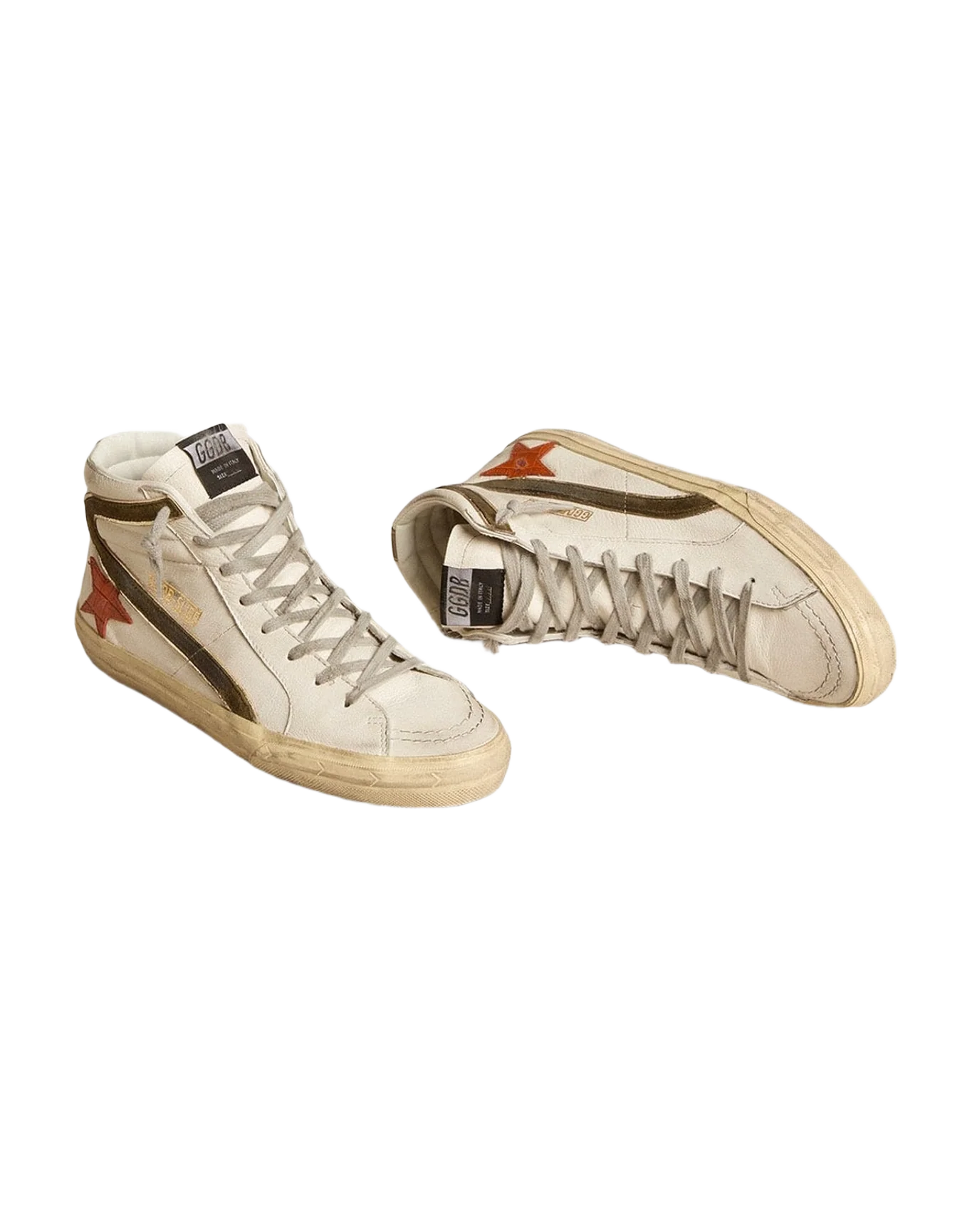 Men | Nappa Leather Slide with Croc Print Star & Suede Flash | White x Orange x Green x Taupe (V1) - Image 7