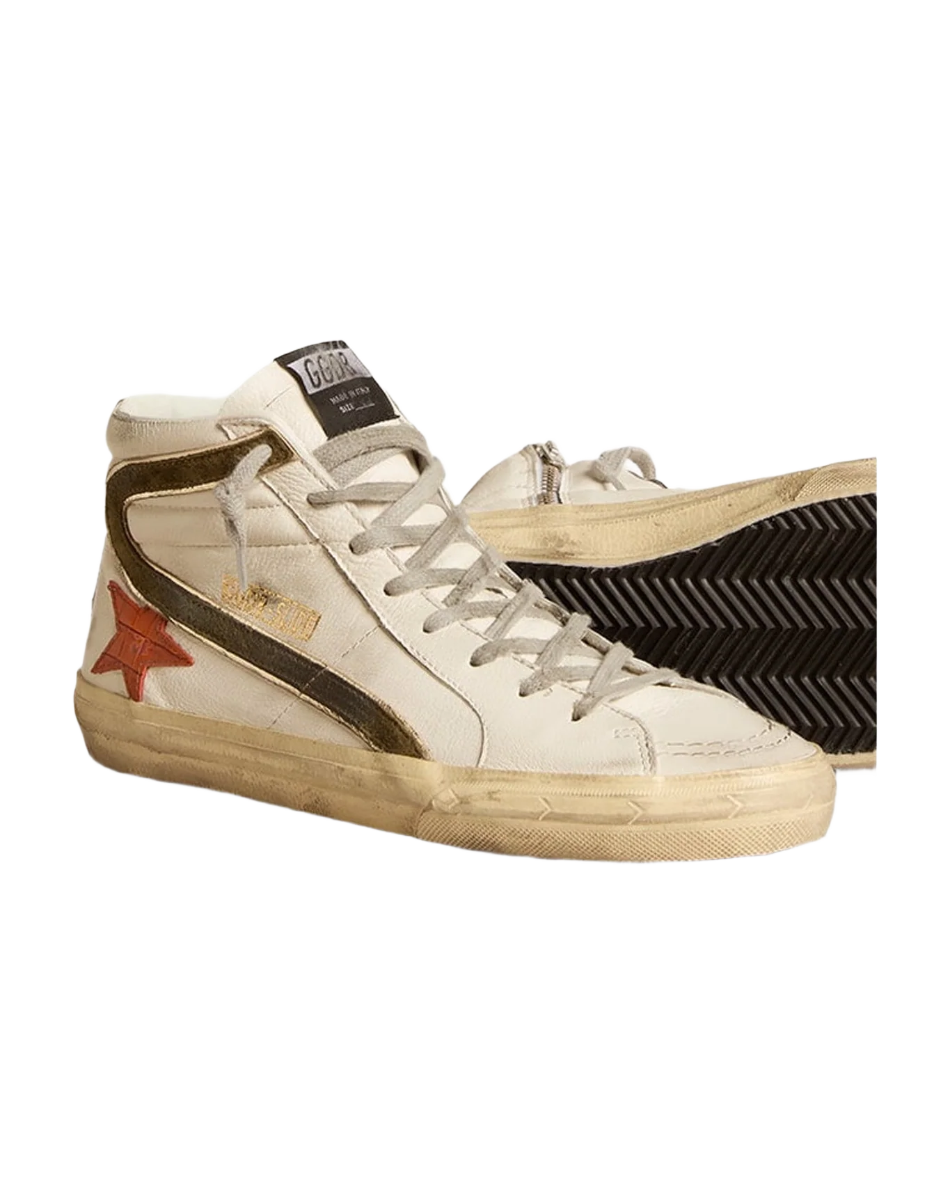 Men | Nappa Leather Slide with Croc Print Star & Suede Flash | White x Orange x Green x Taupe (V2) - Image 6
