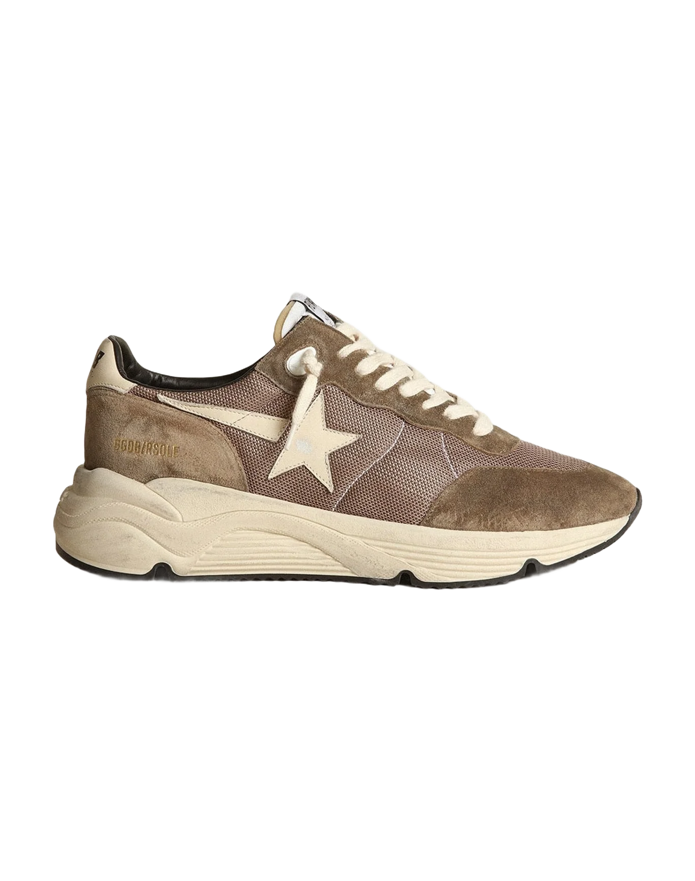 Men | Running Sole Mesh & Leather with Star | Olive Green x Cream (V2) - Image 6