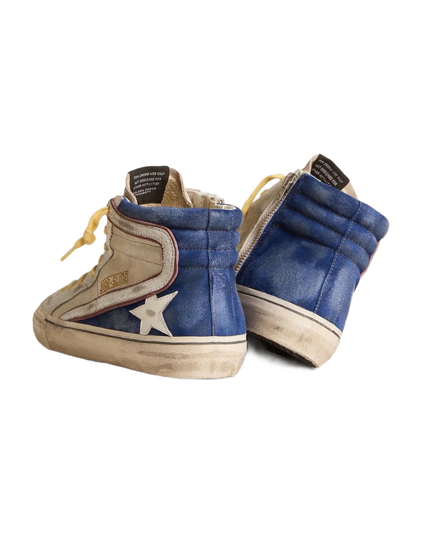 Men | Slide Canvas & Suede with Leather Star & Flash | Pearl Grey x Blue x Beige x White (V1) - Image 3