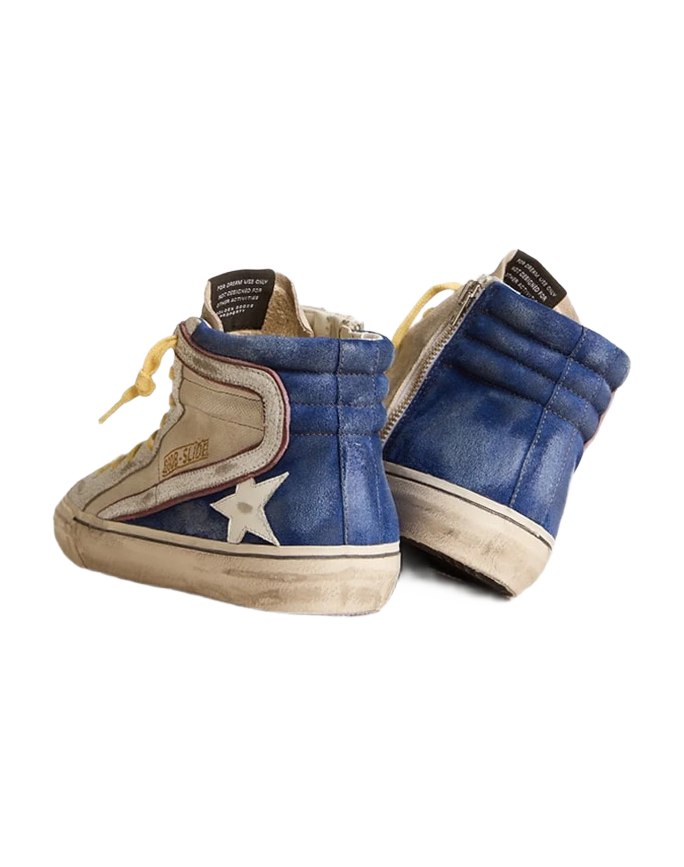 Men | Slide Canvas & Suede with Leather Star & Flash | Pearl Grey x Blue x Beige x White (V1) - Image 7