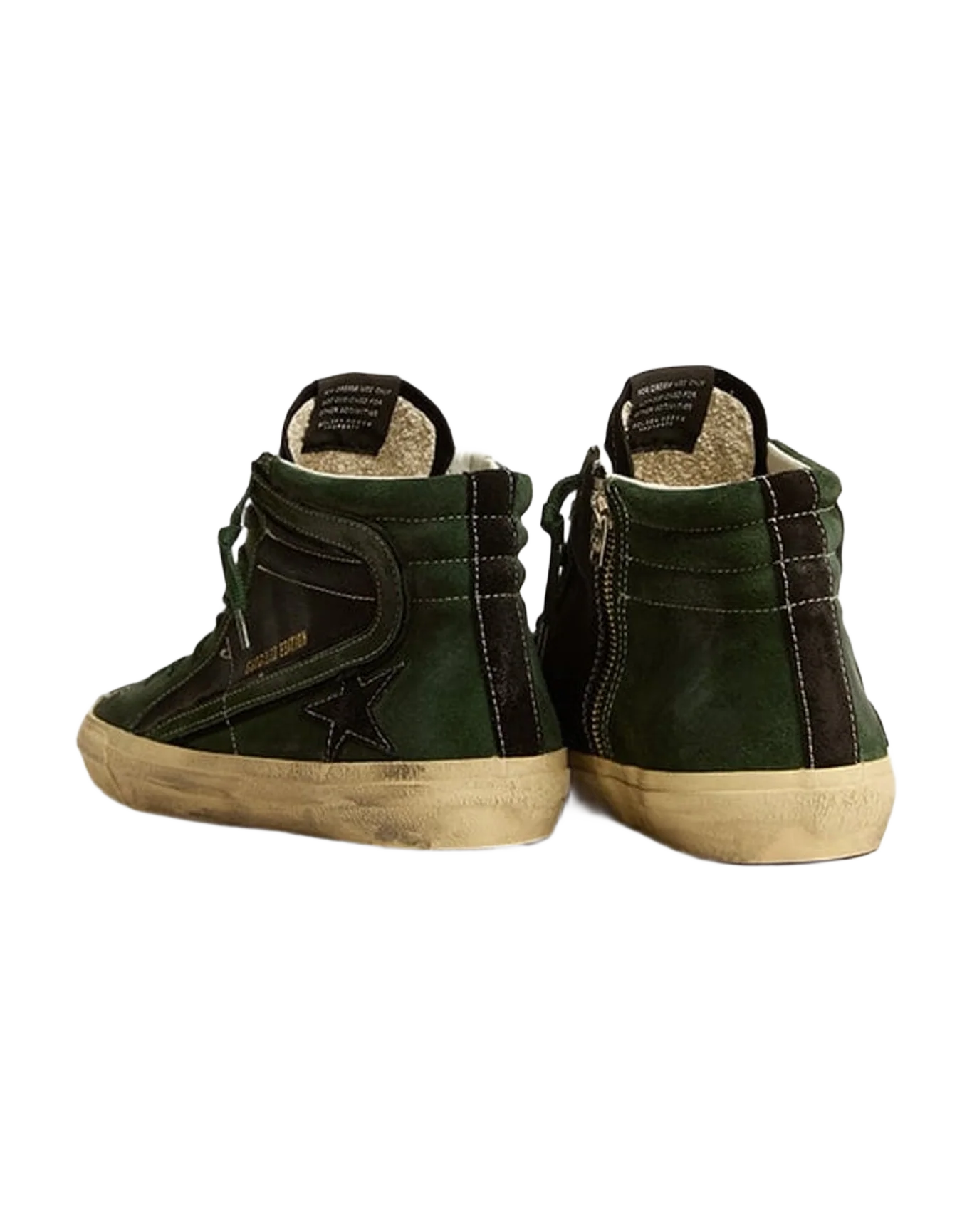 Men | Slide Ltd Suede & Canvas with Suede Star & Flash | Green x Black (V1) - Image 2