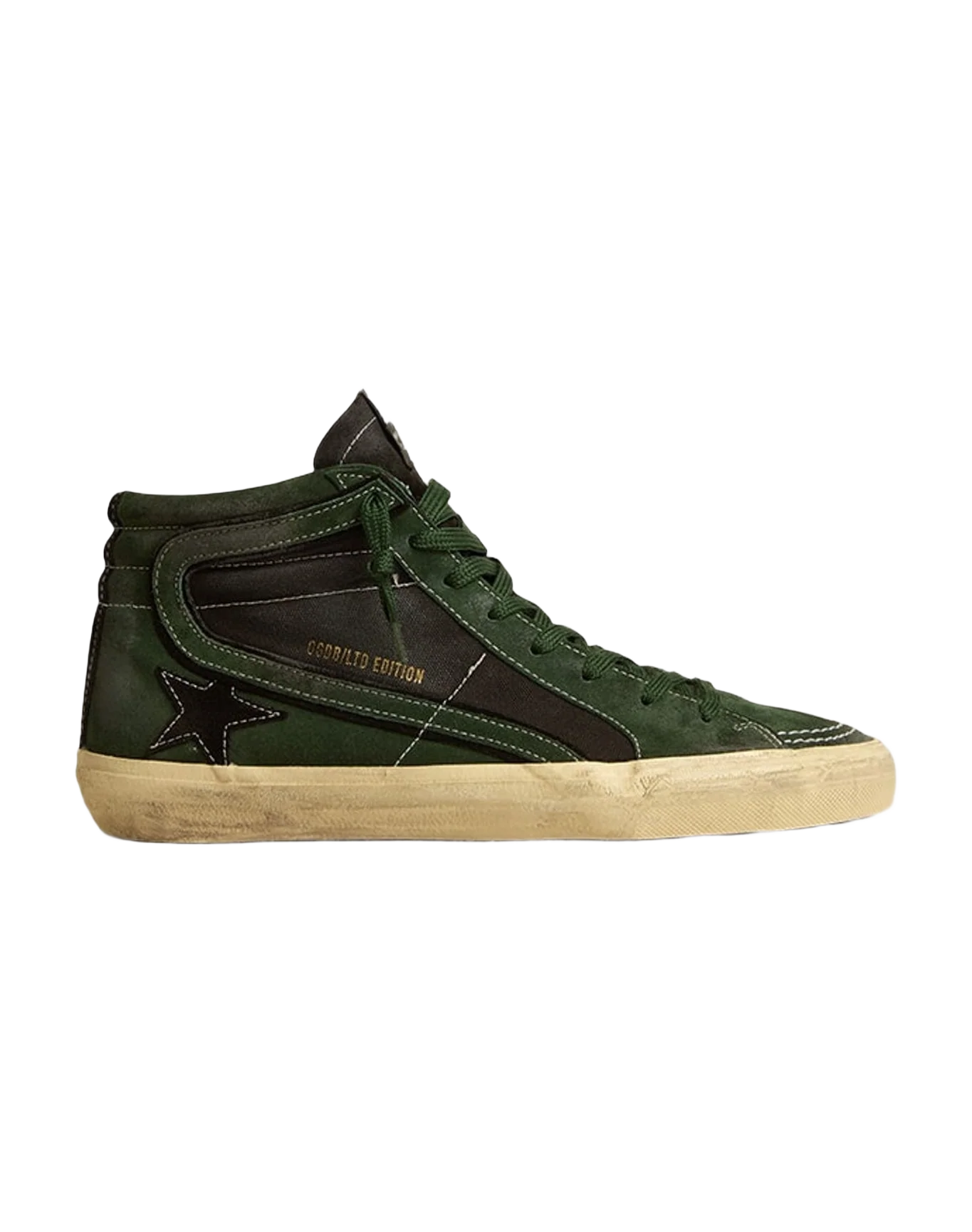 Men | Slide Ltd Suede & Canvas with Suede Star & Flash | Green x Black (V2)