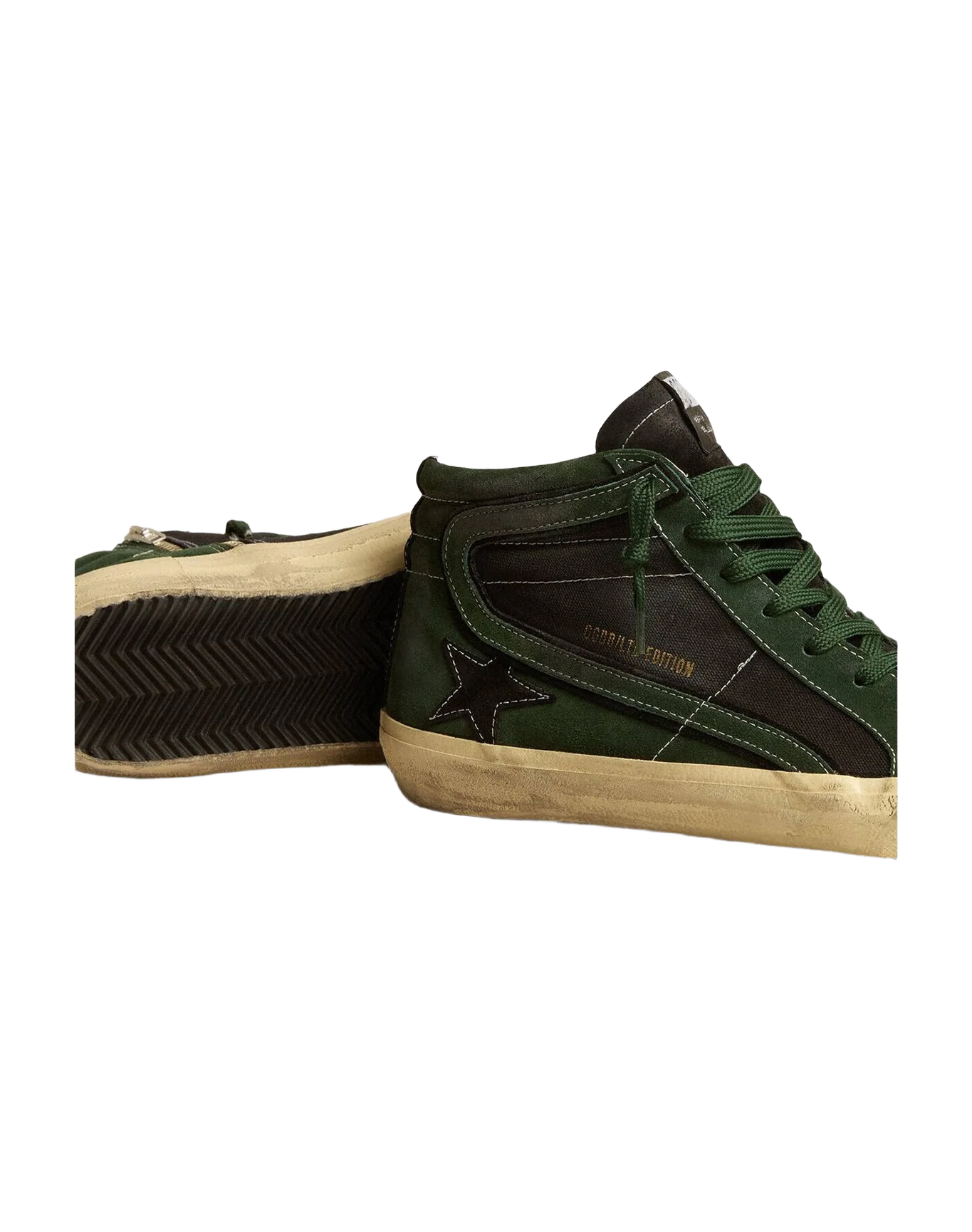Men | Slide Ltd Suede & Canvas with Suede Star & Flash | Green x Black (V2) - Image 3