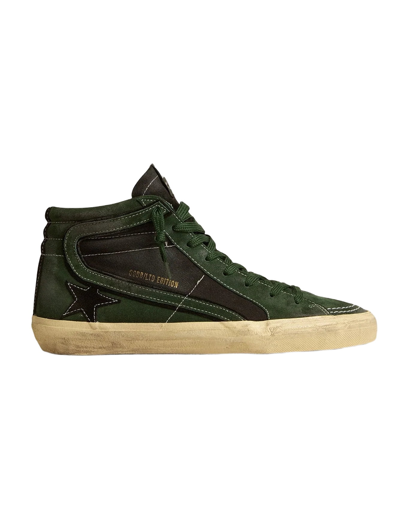 Men | Slide Ltd Suede & Canvas with Suede Star & Flash | Green x Black (V2) - Image 4