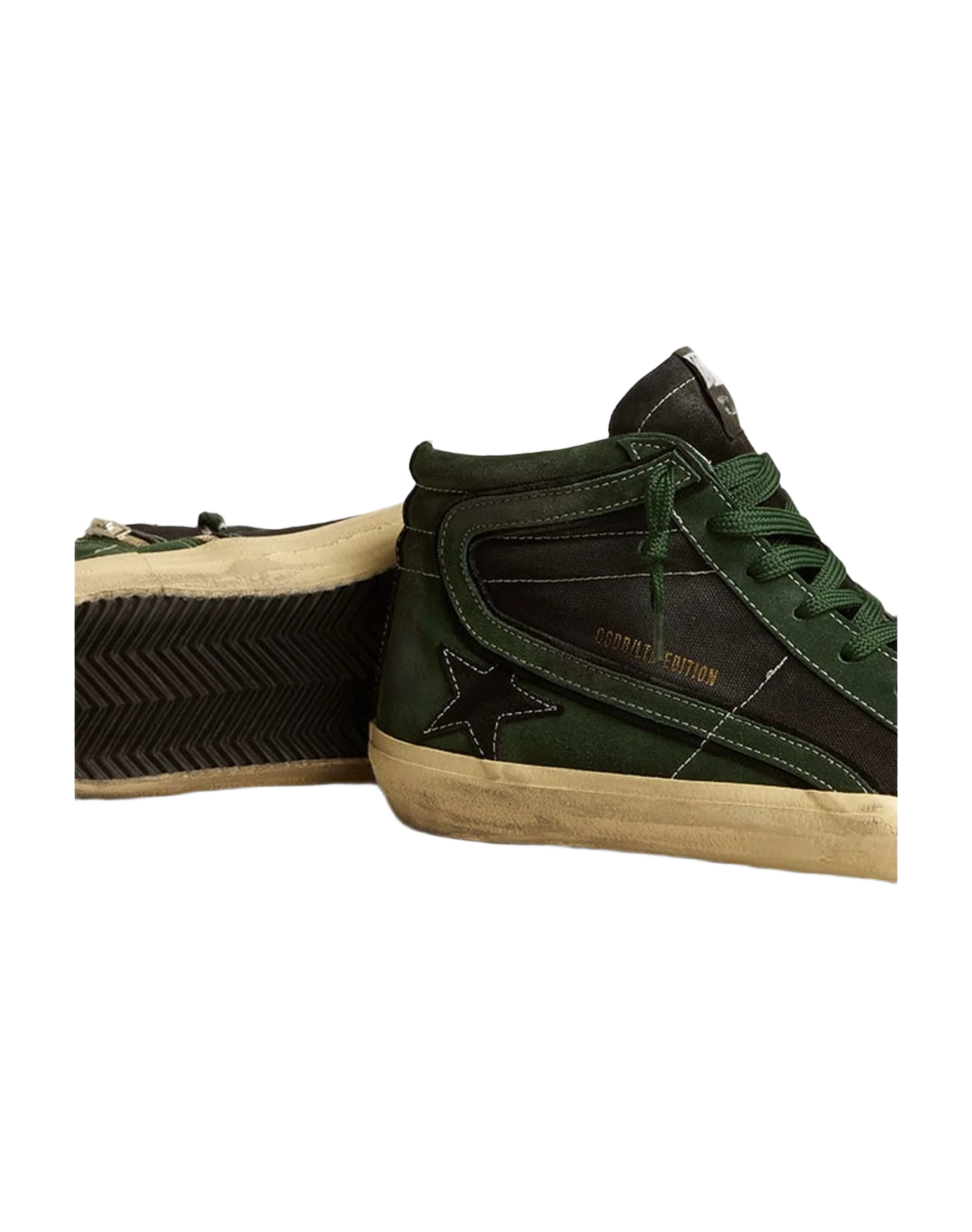 Men | Slide Ltd Suede & Canvas with Suede Star & Flash | Green x Black (V2) - Image 7