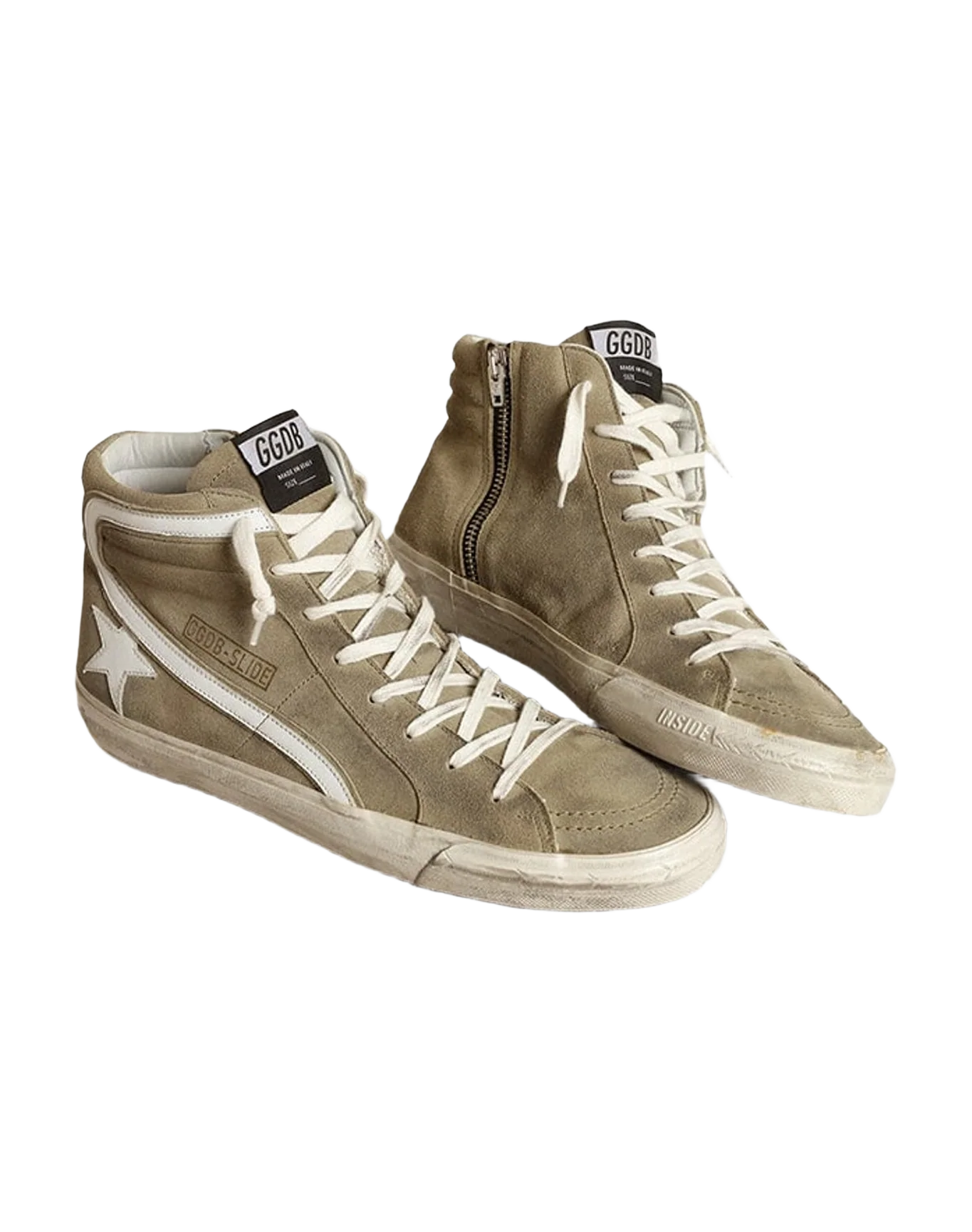 Men | Slide Military Suede with Star & Flash | Light Green x White (V2) - Image 4