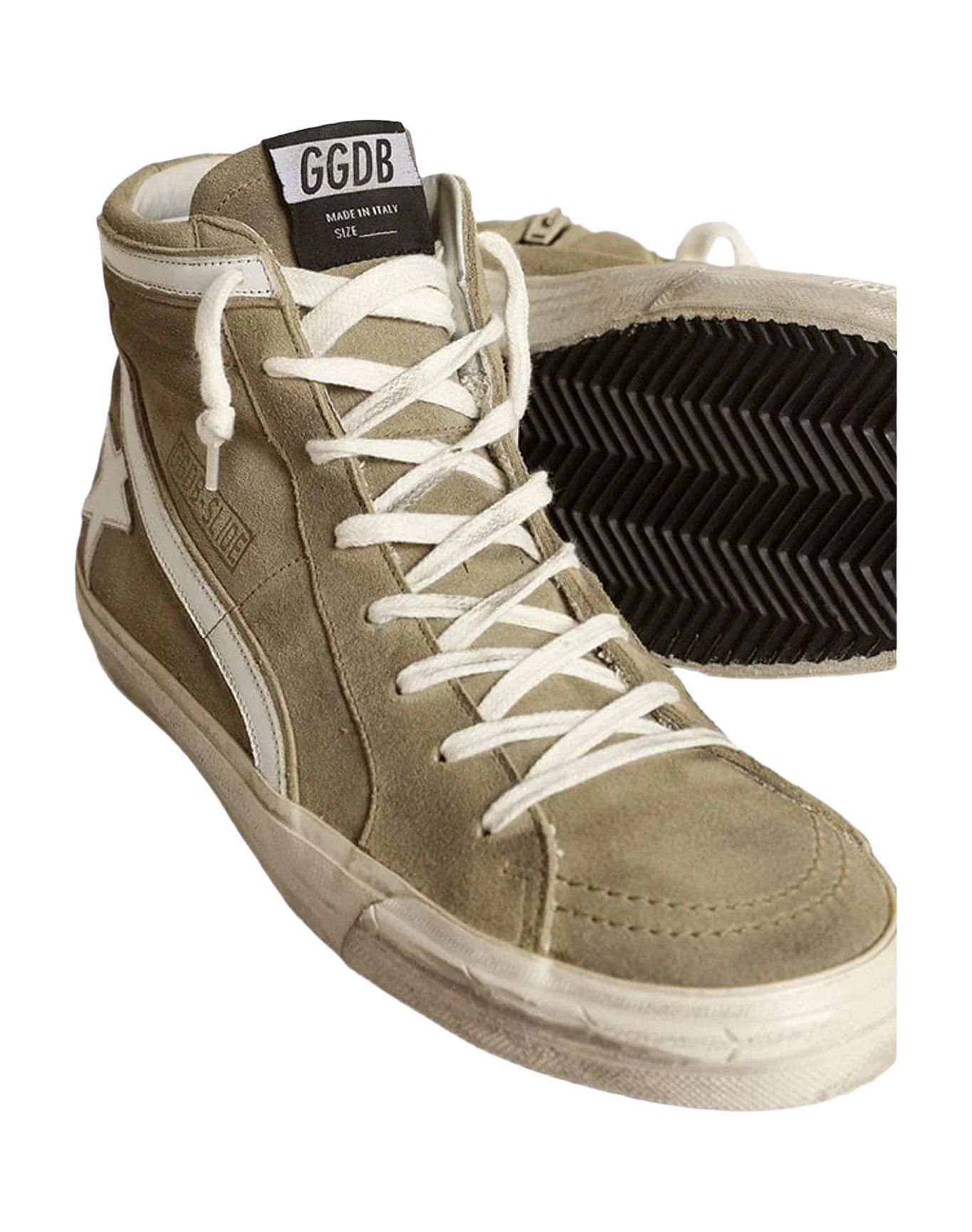 Men | Slide Military Suede with Star & Flash | Light Green x White (V2) - Image 6