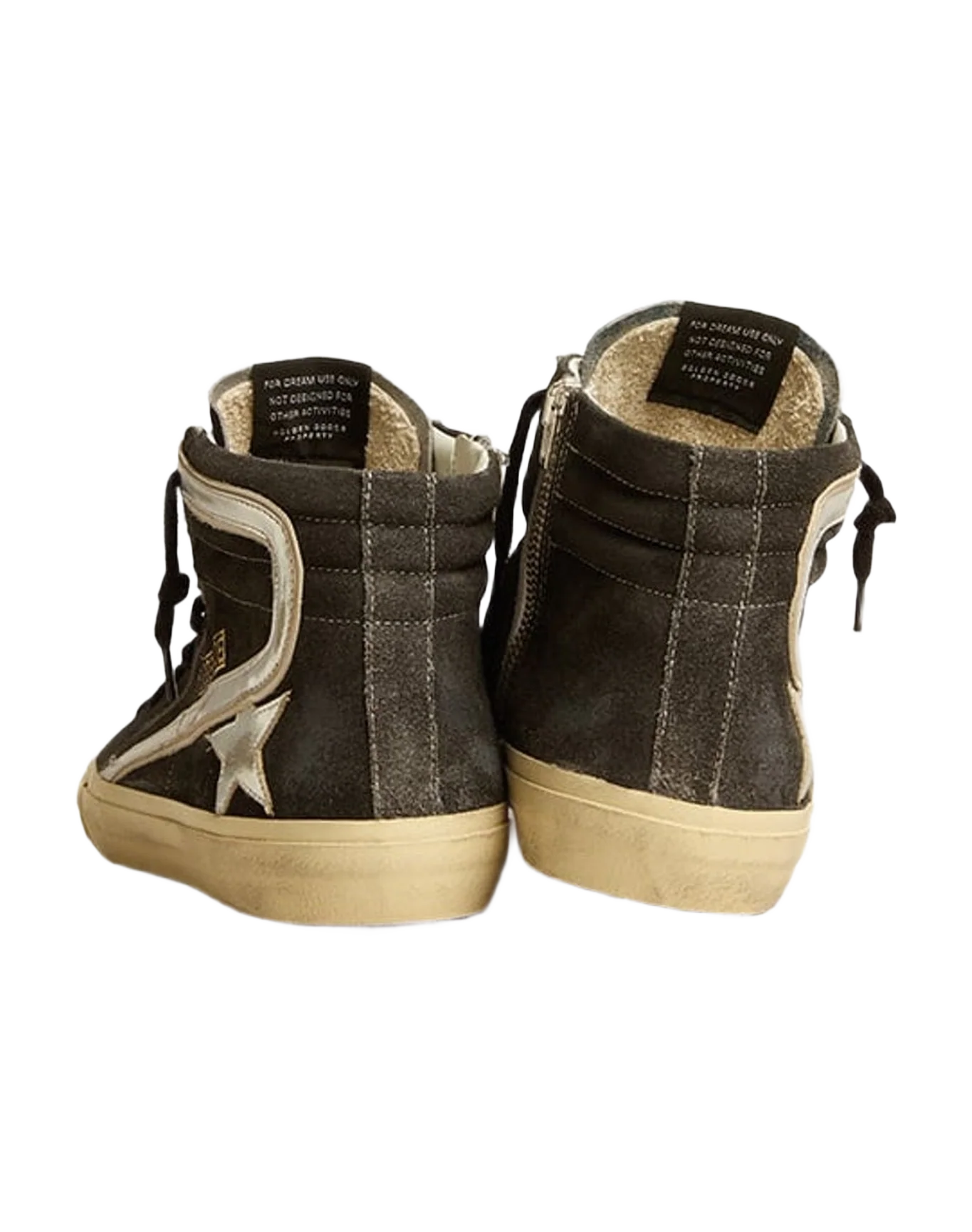 Men | Slide Suede with Metallic Leather Star & Flash | Black x Silver (V2) - Image 4