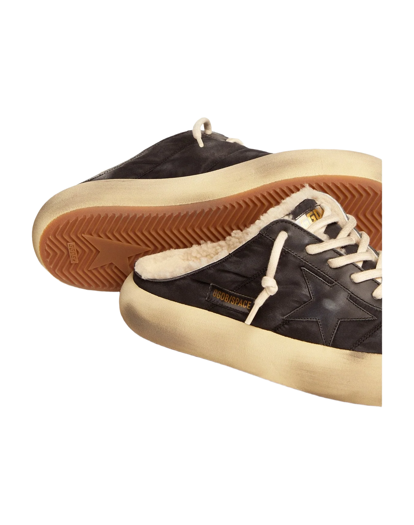 Men | Space Star Sabot Shoes Quilted Nylon with Shearling Lining | Black (V2) - Image 3