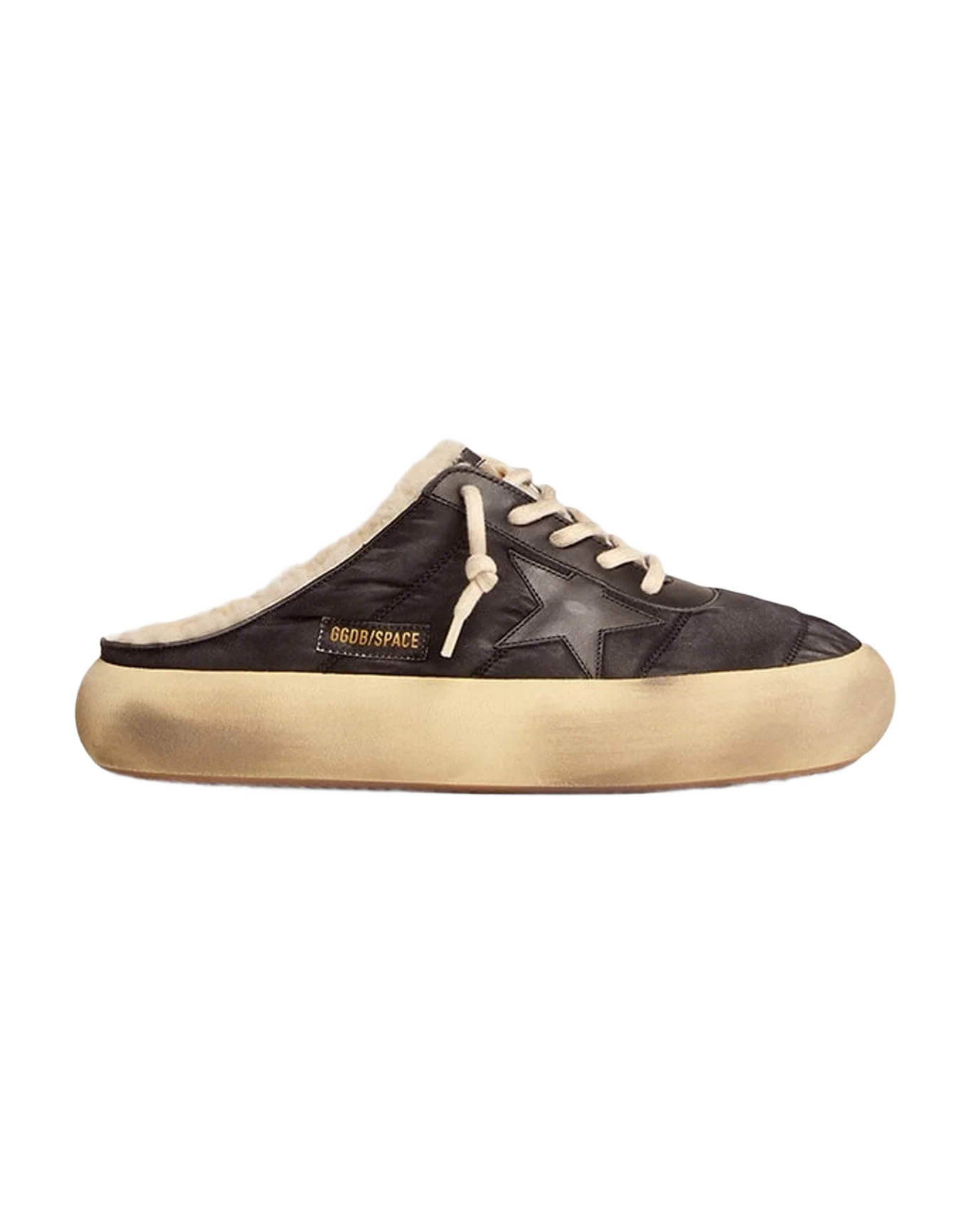 Men | Space Star Sabot Shoes Quilted Nylon with Shearling Lining | Black (V2) - Image 5